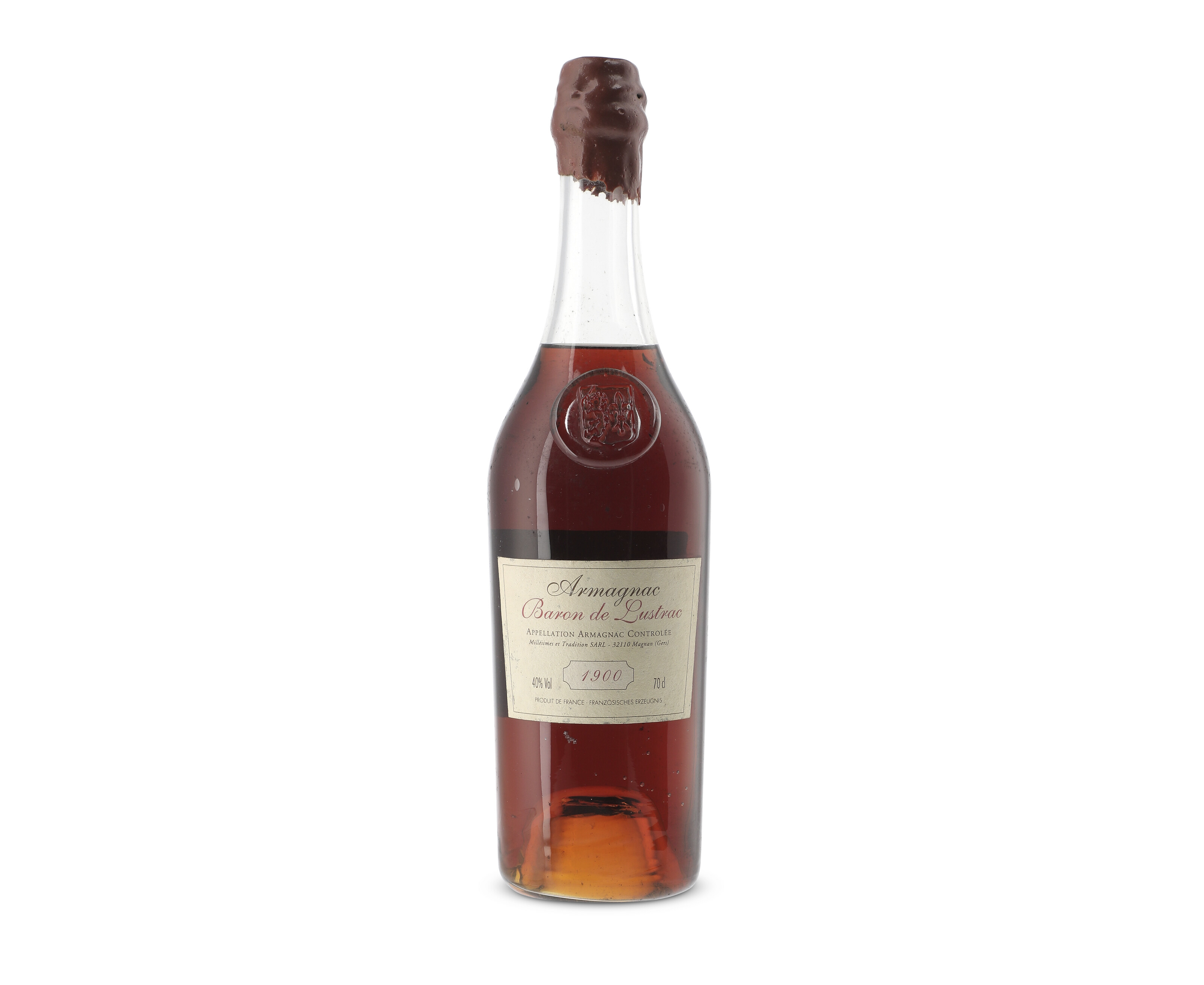 Baron de Lustrac, Armagnac 1900, Armagnac U. 7cm, slighty bin