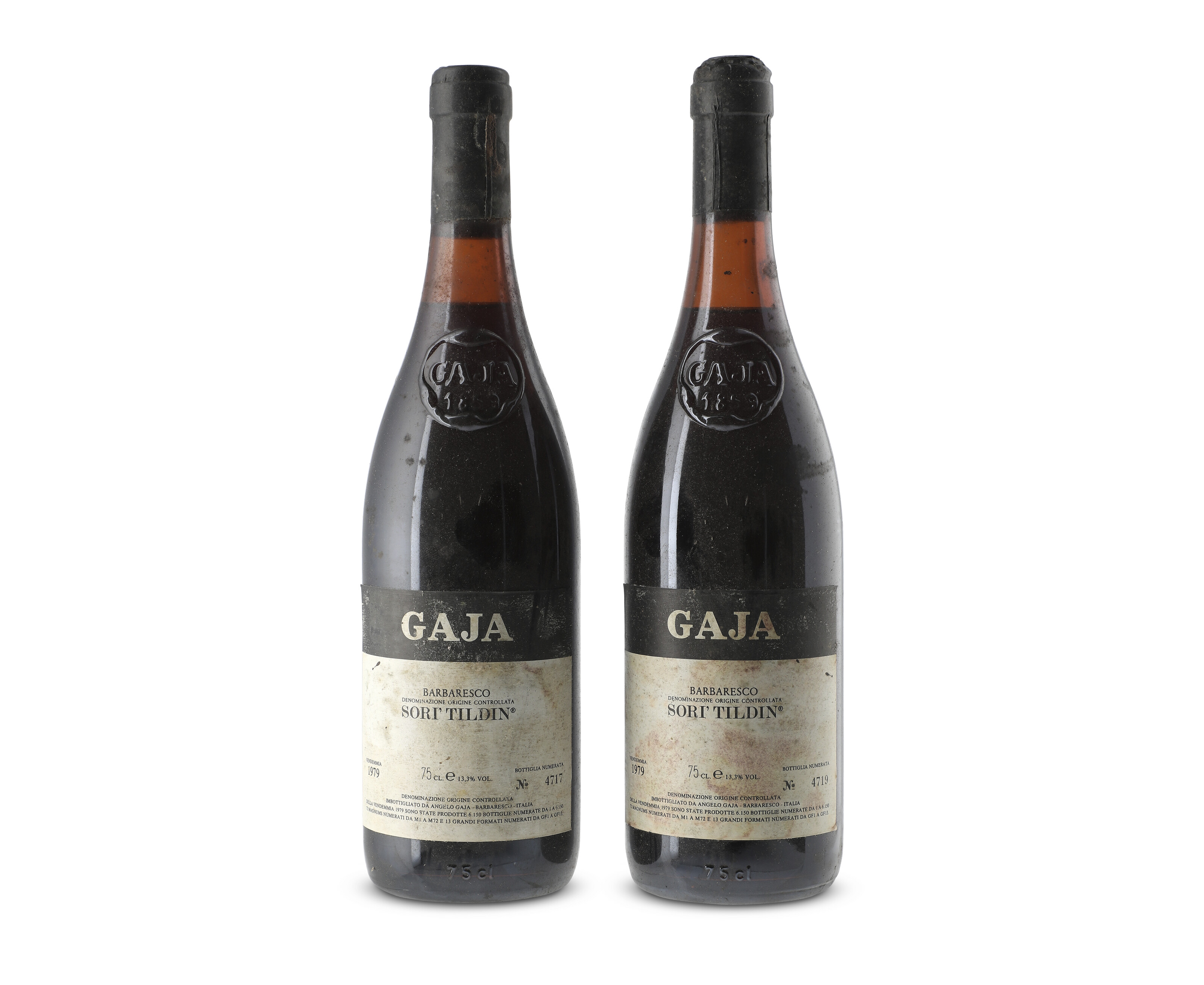 Gaja, Barbaresco, Sorì Tildìn 1979, PiedmontU. 3cm, bin-soiled and