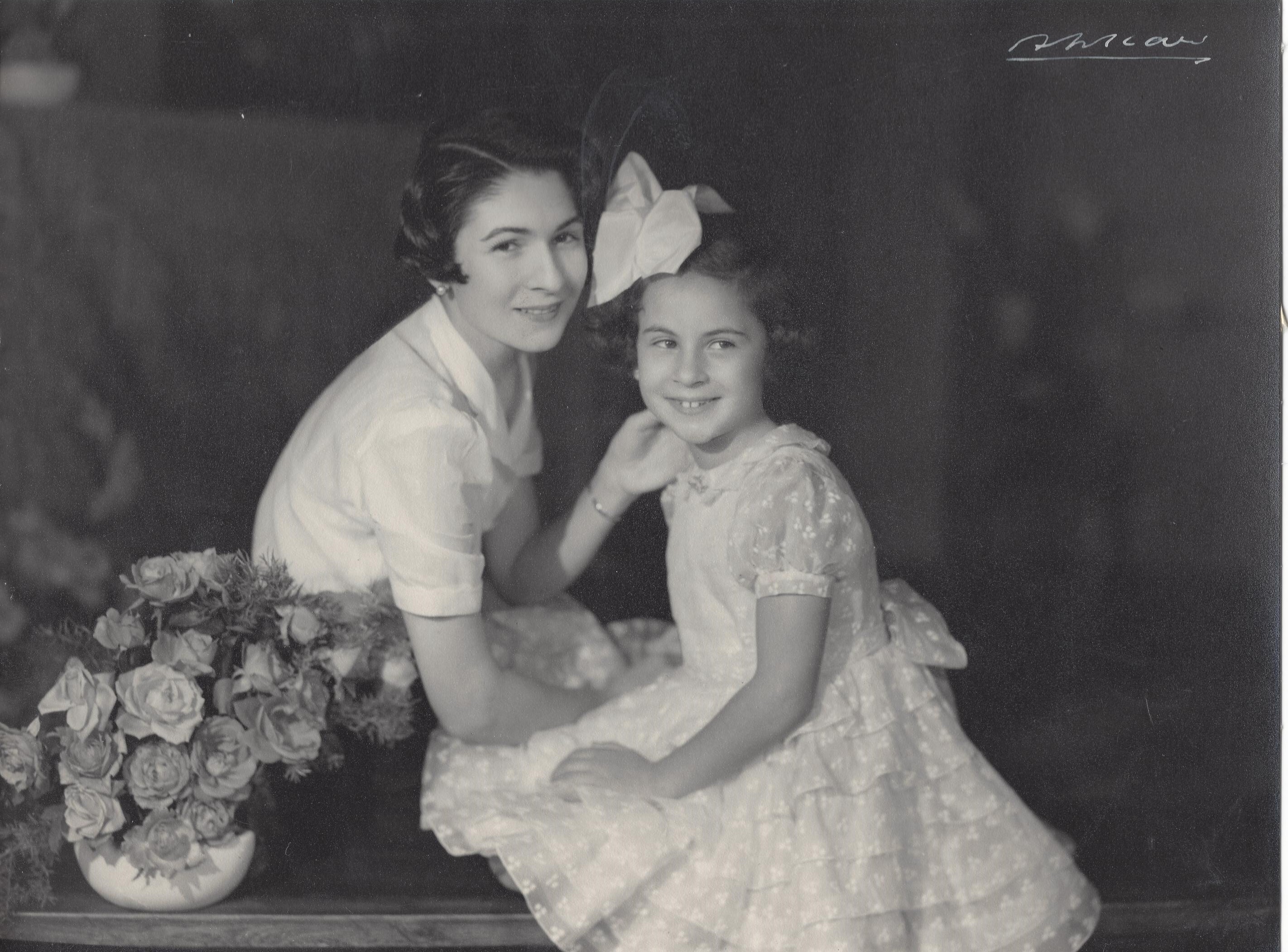 Her Majesty Queen Farida with Her Royal Highness Princess Fadia, circa 1952