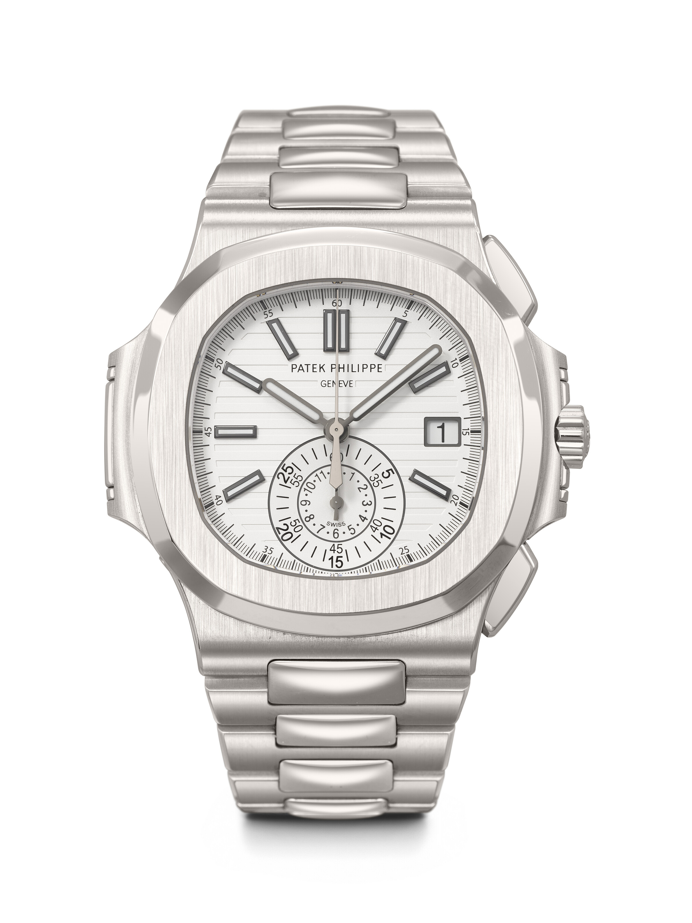 Patek Philippe. A rare stainless-steel automatic flyback chronograph wristwatch with date and bracelet. Nautilus model, offered in Rare Watches on 11 and 12 May 2026 at Christie's in Geneva