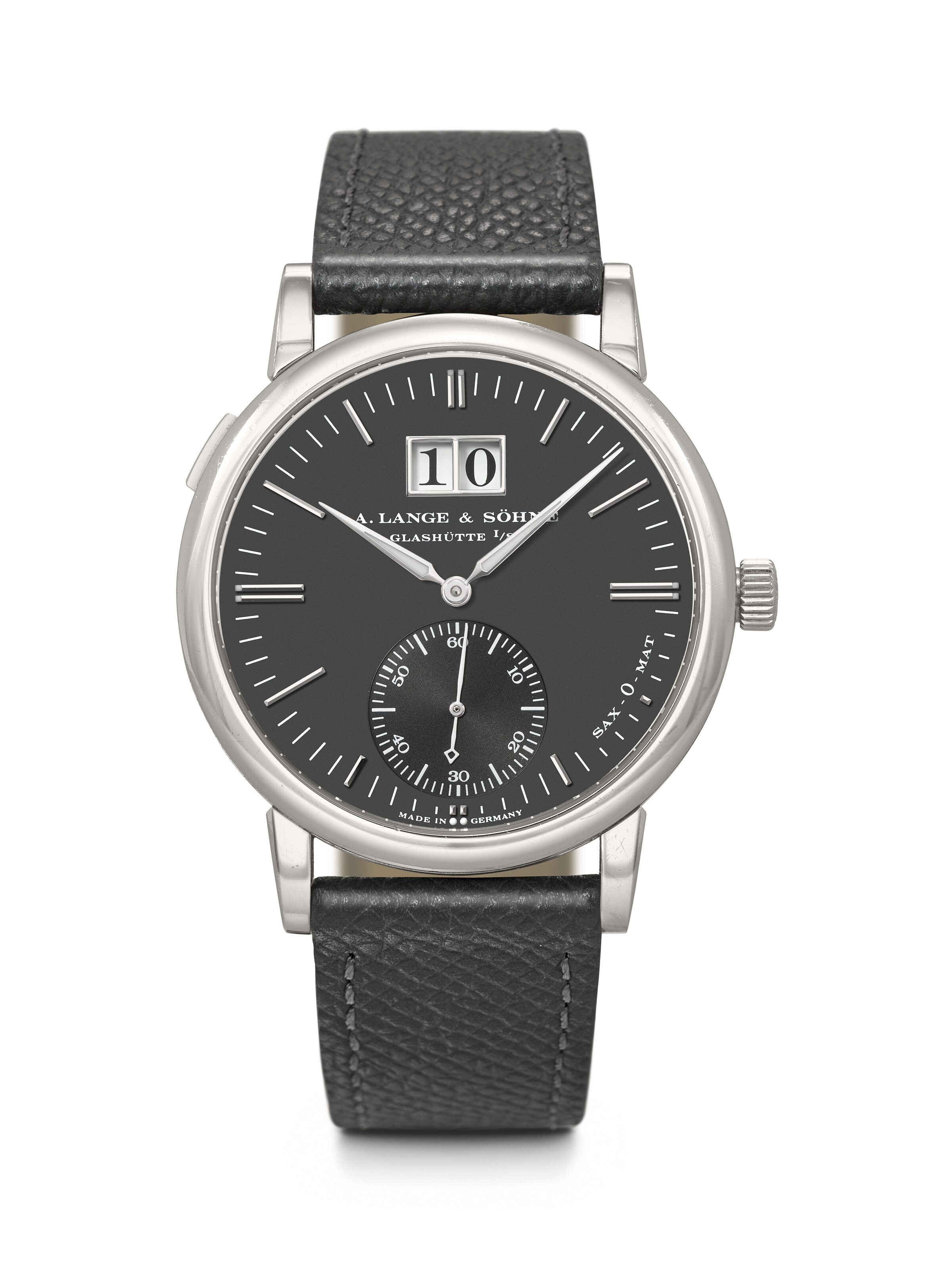 A. Lange and Sohne. An 18k white-gold automatic wristwatch with oversized date, Langematik model, circa 2000, offered in Rare Watches on 11 and 12 May 2026 at Christie's in Geneva