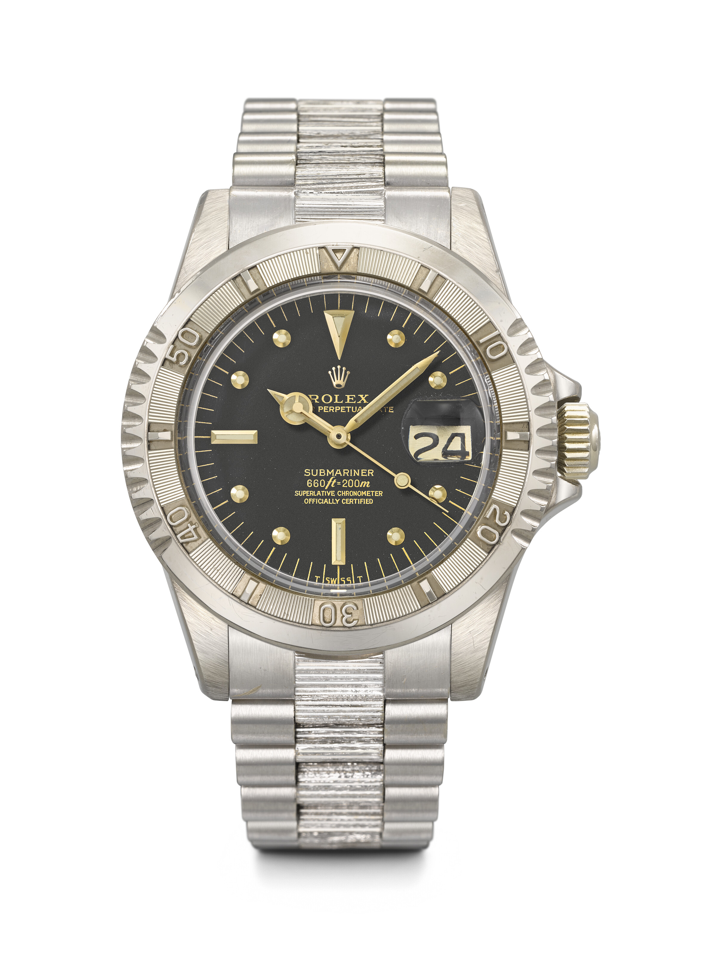 Rolex. An important prototype 18k white-gold automatic wristwatch with sweep centre seconds, circa 1973. Submariner model, ref. 1680, case unnumbered, movement no. D612043, offered in Rare Watches on 11 and 12 May 2026 at Christie's in Geneva