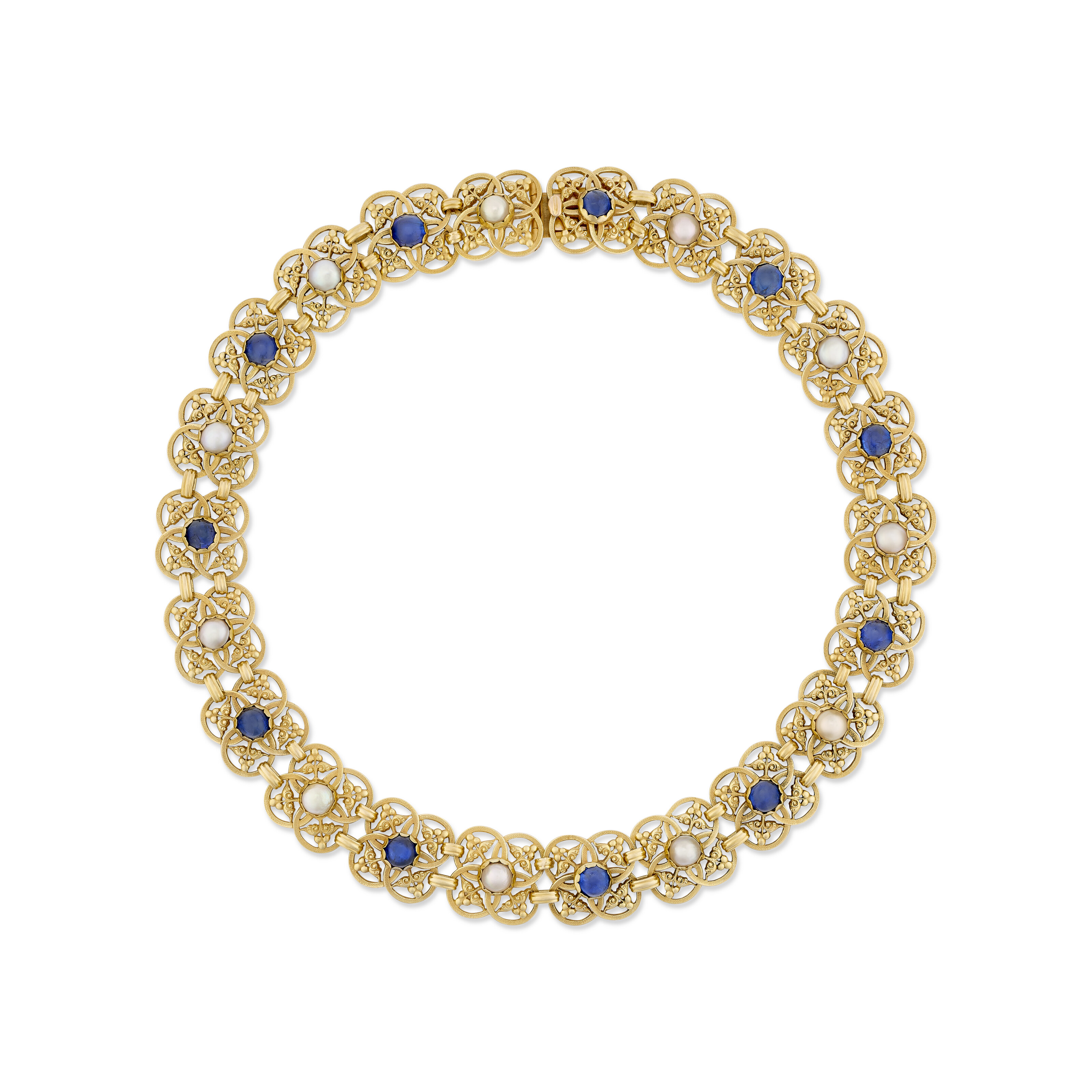 Catalog image of JULES WIÈSE ANTIQUE SAPPHIRE AND PEARL NECKLACE