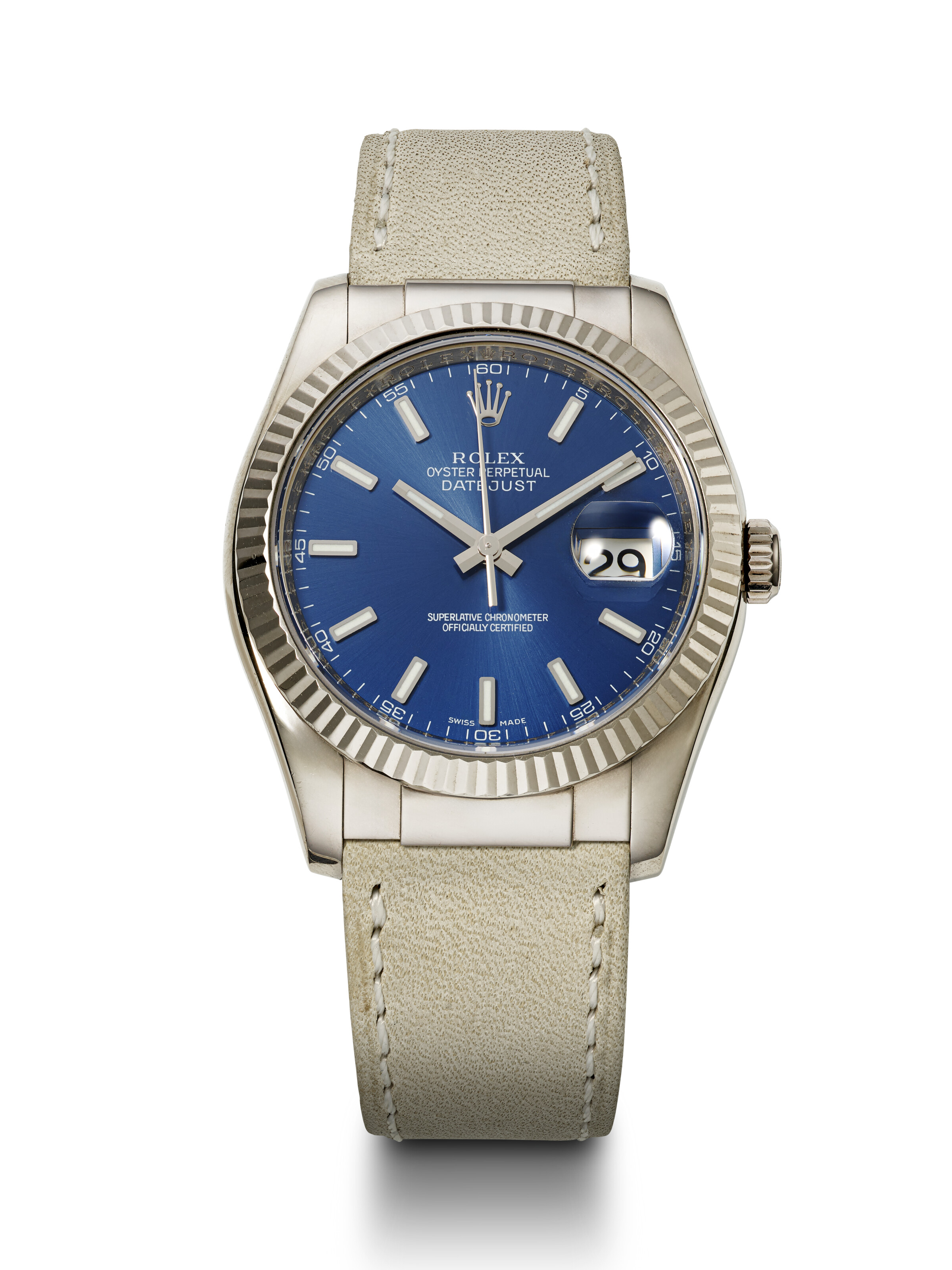 ROLEX, WHITE GOLD 'DATEJUST', REF. 116139, SERIAL NO. Z007896