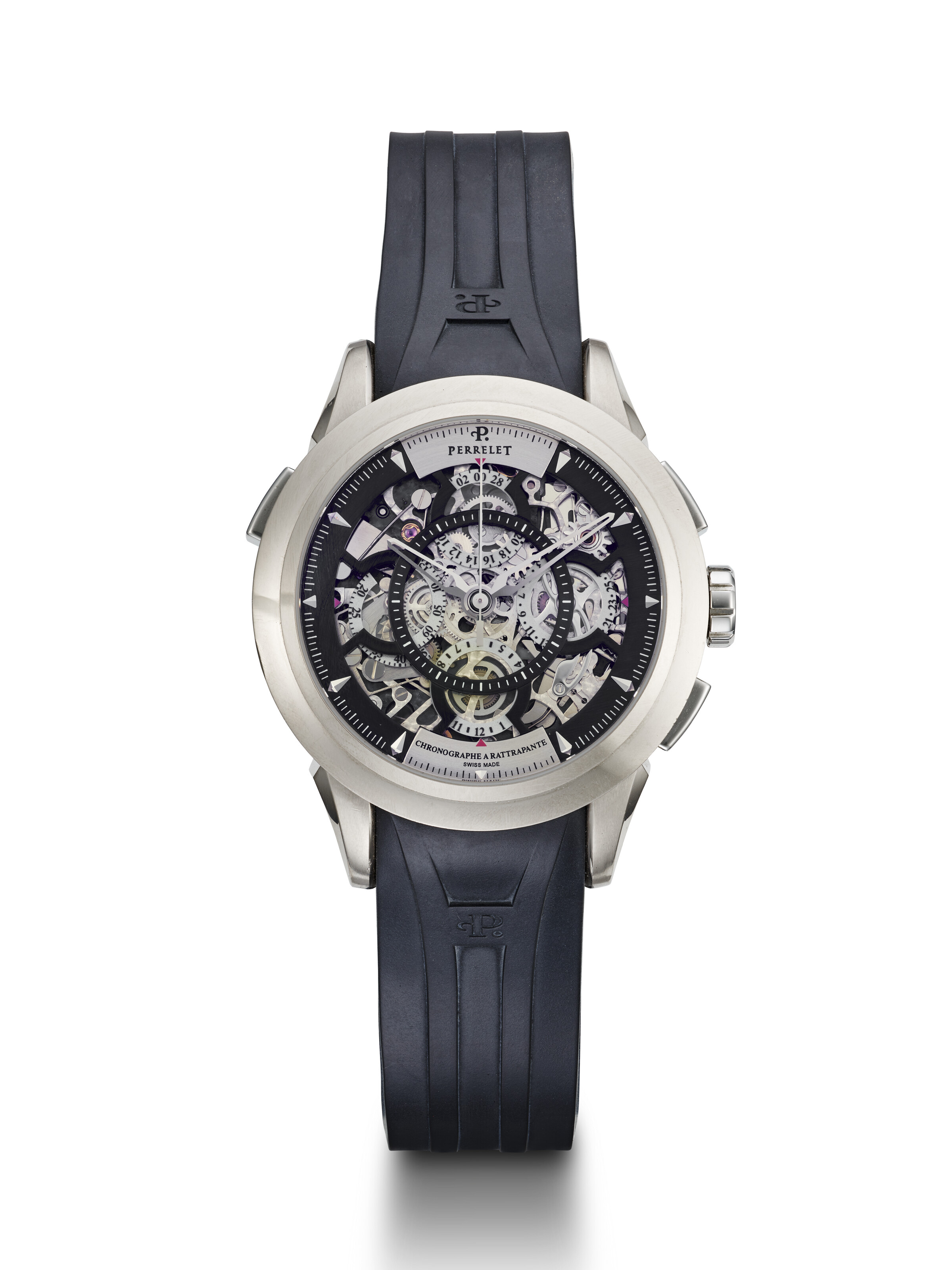 PERRELET, LIMITED EDITION WHITE GOLD 'CHRONOGRAPHE A RATTRAPANTE', CASE ...