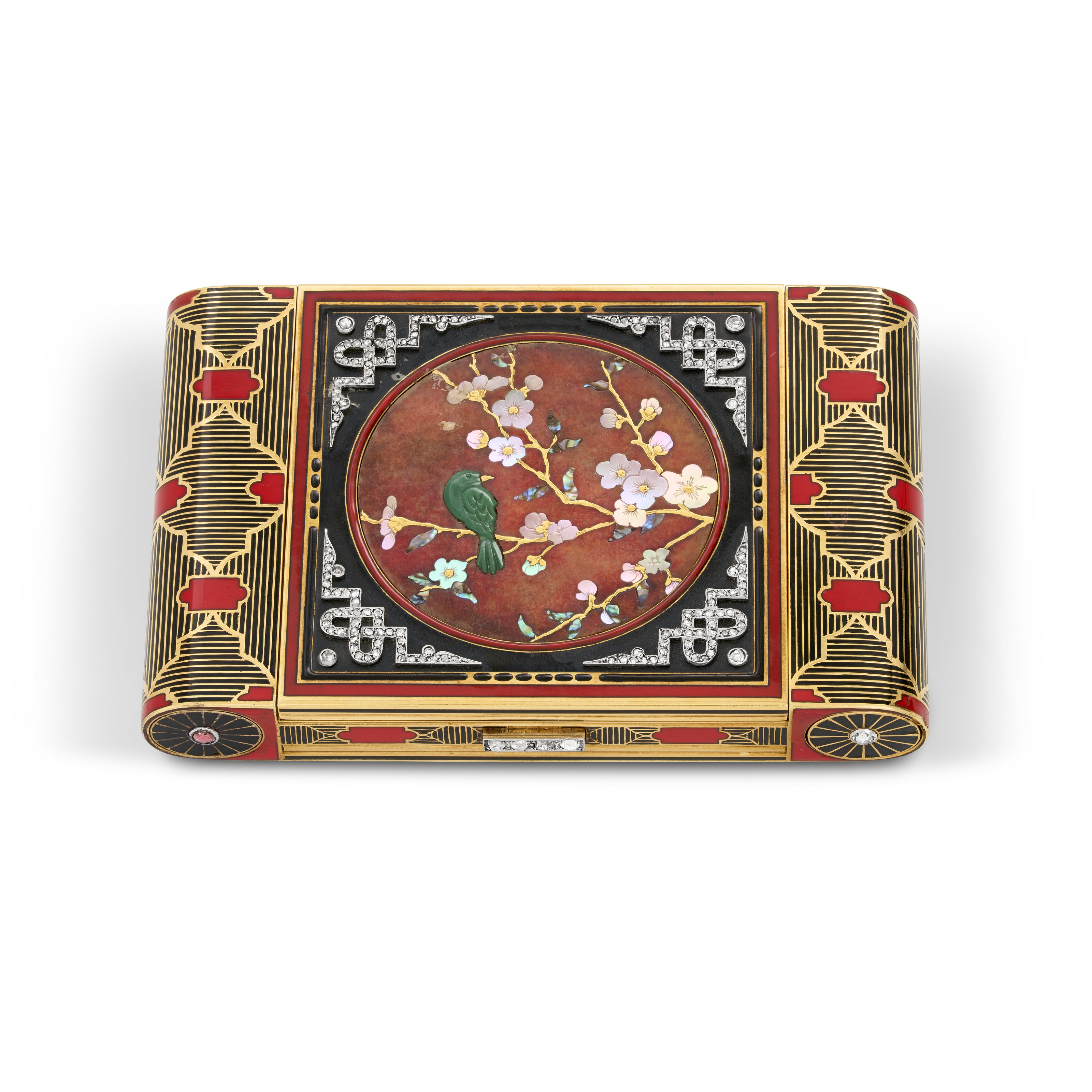 A Marchak Art Deco multi-gem and enamel vanity case, offered in Exceptional Jewels and Objects of Elegance: A Connoisseur's Collection - part I on 10 November 2026 at Christie's in Geneva