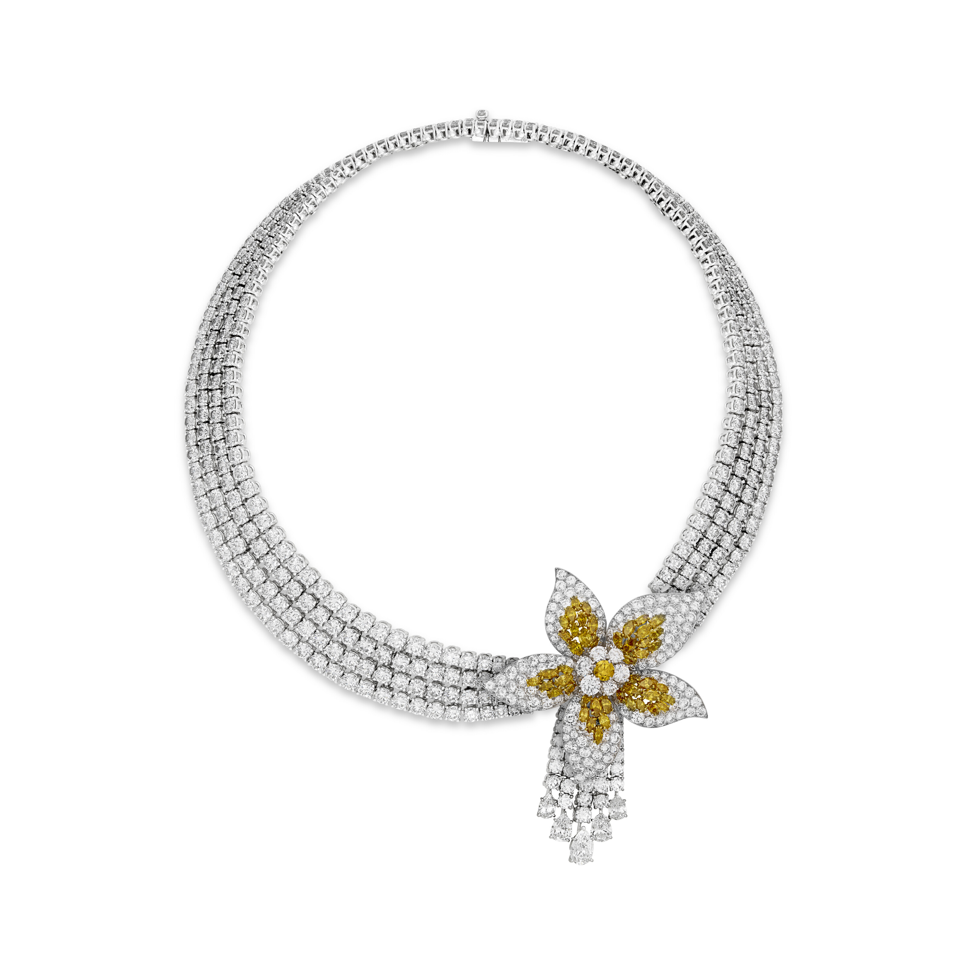 A Van Cleef and Arpels diamond and coloured diamond transformable Louvre necklace, offered in Exceptional Jewels and Objects of Elegance: A Connoisseur's Collection - part I on 10 November 2026 at Christie's in Geneva