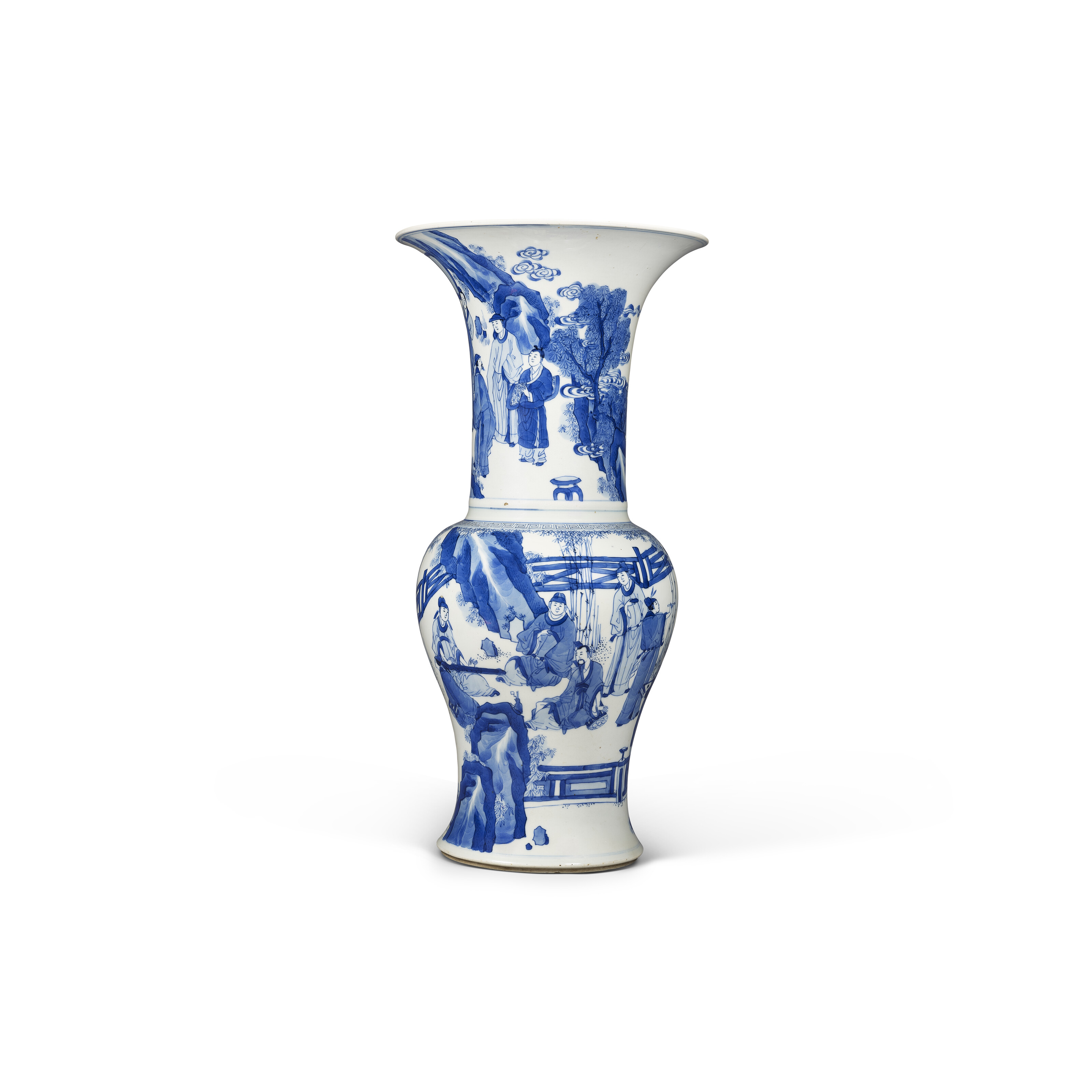 A YELLOW-GROUND BLUE AND WHITE 'GARDENIA' DISH, ZHENGDE SIX