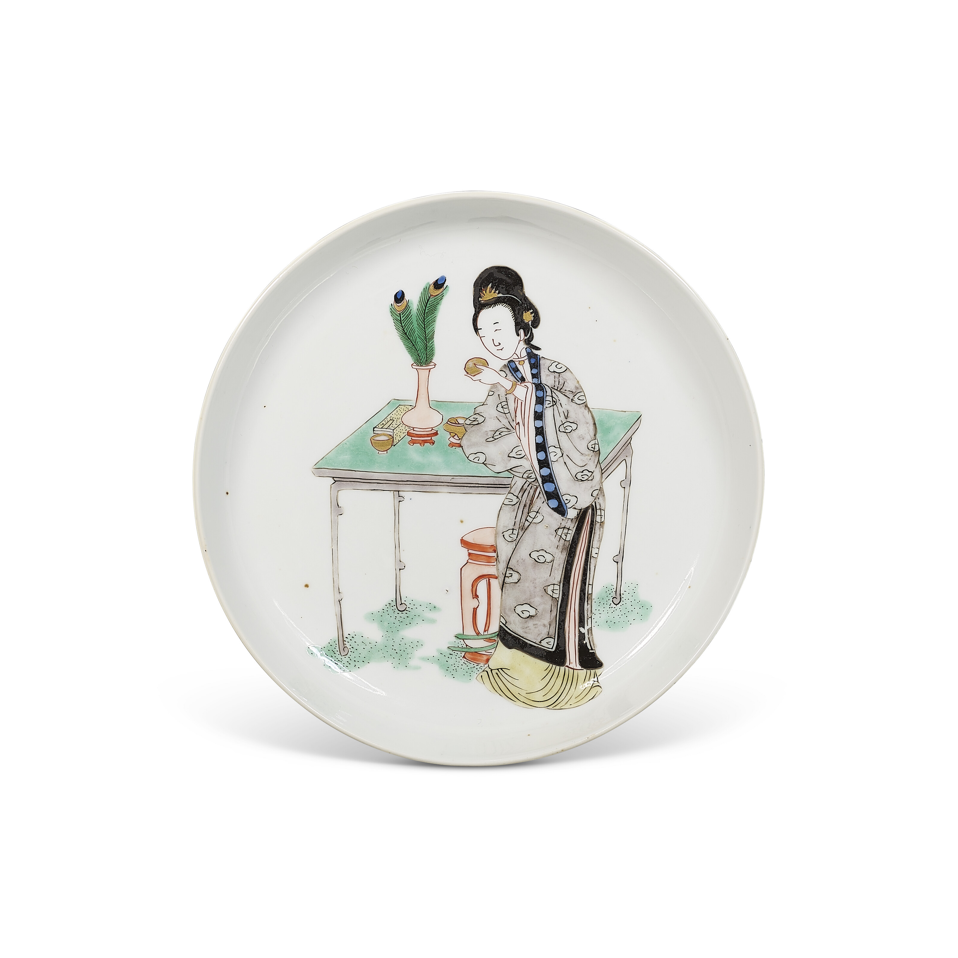 A YELLOW-GROUND BLUE AND WHITE 'GARDENIA' DISH, ZHENGDE SIX