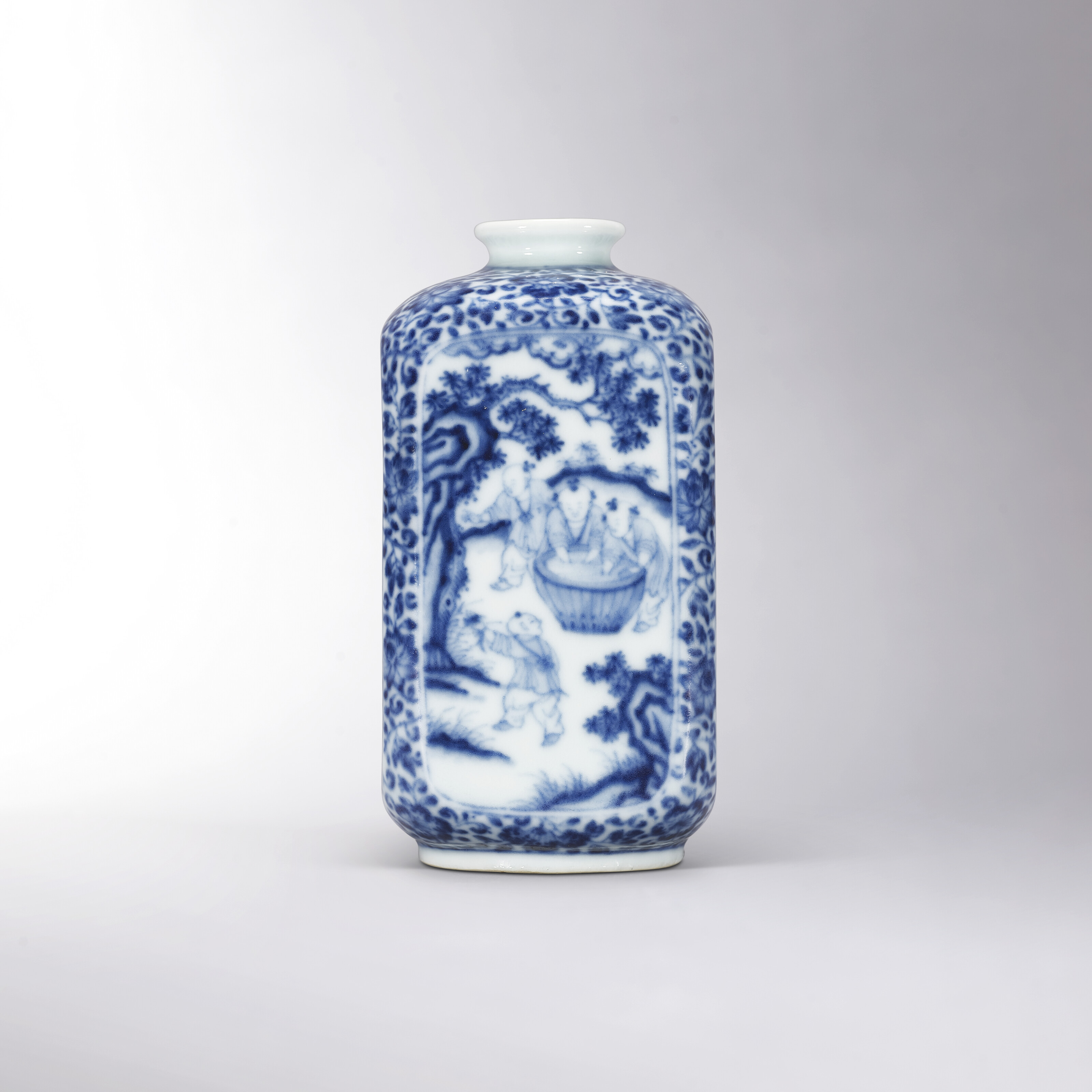 A RARE BLUE AND WHITE 'BOYS AT PLAY' SQUARE VASE, YONGZHENG SIX