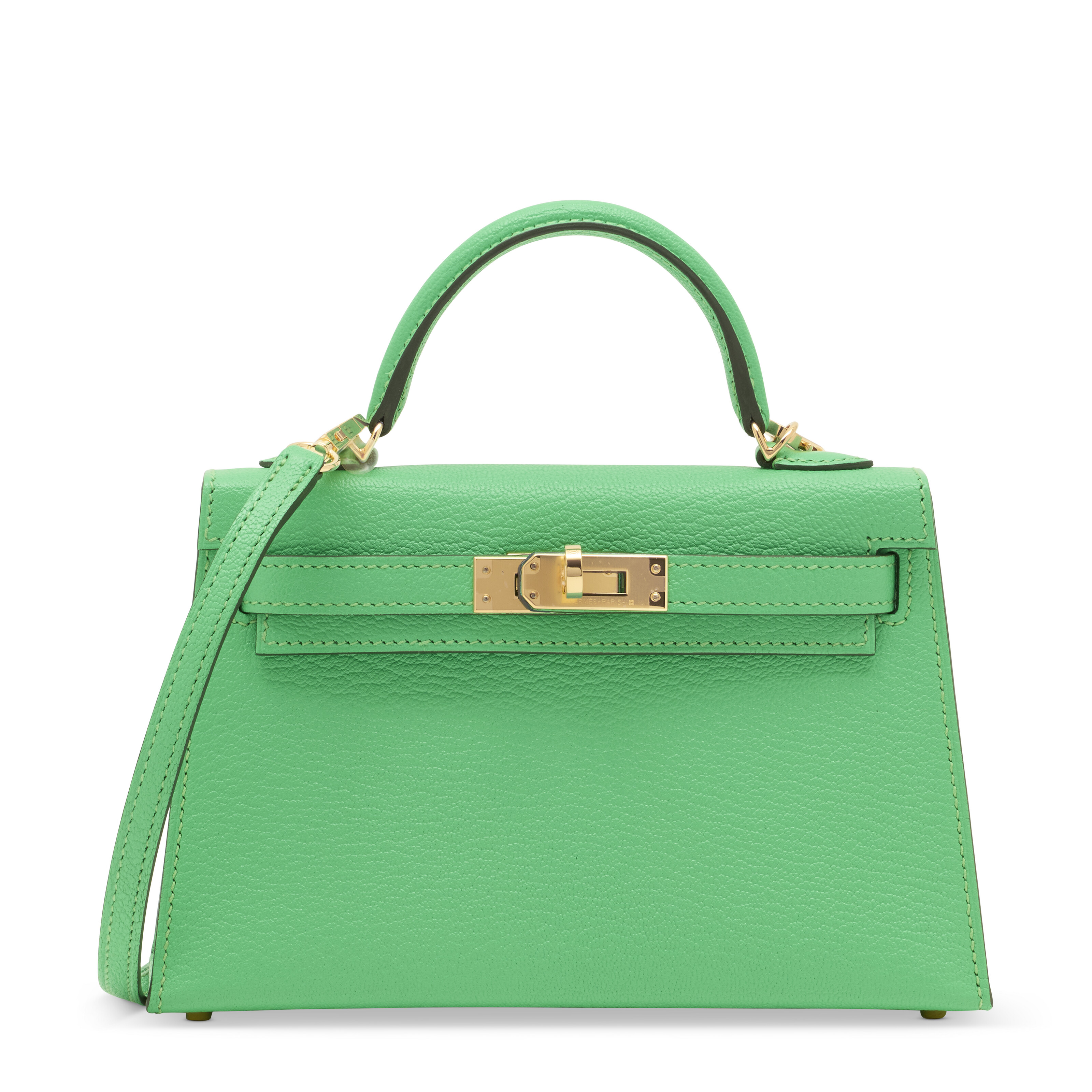 A VERT COMICS CHÈVRE LEATHER MINI KELLY 20 II WITH GOLD HARDWARE ...