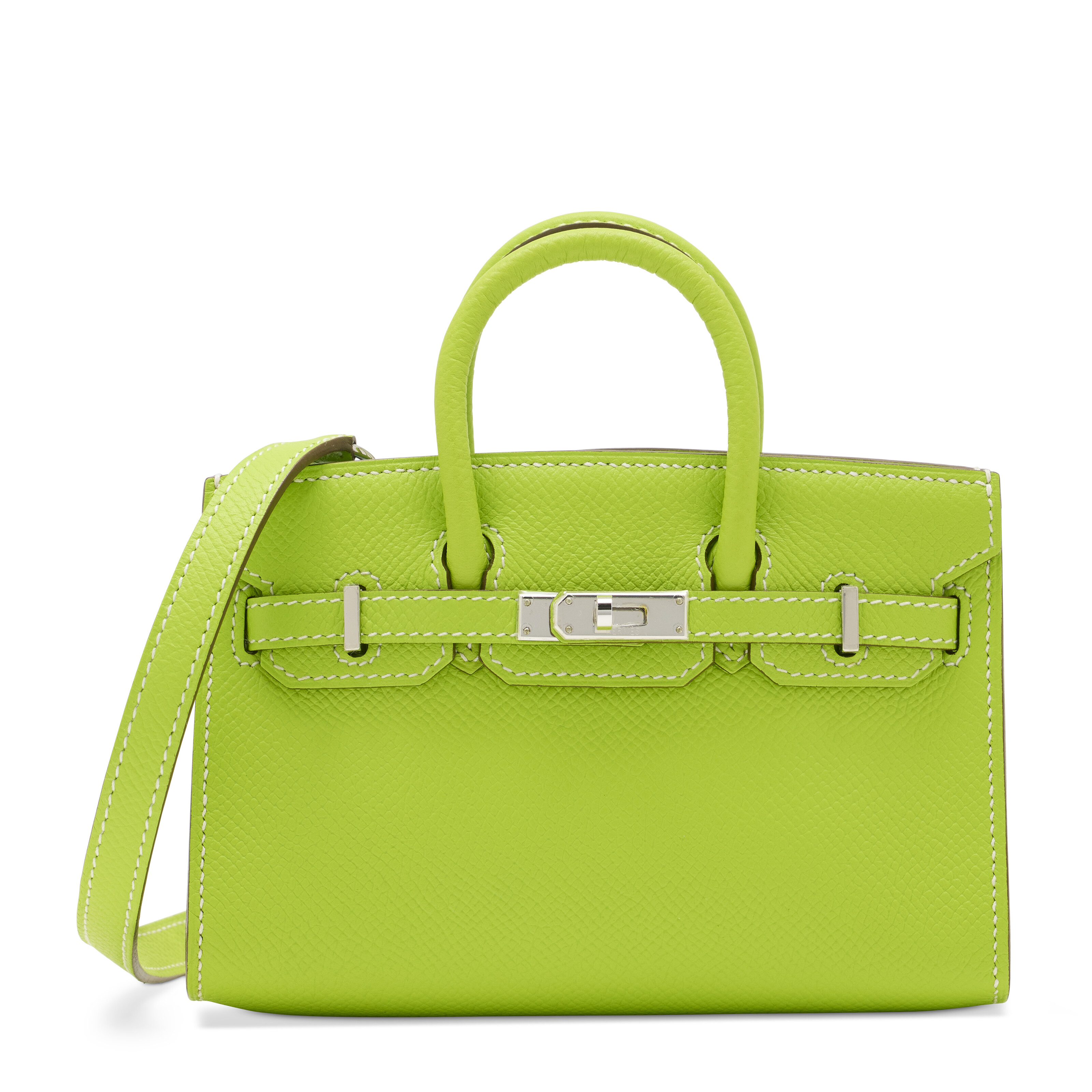 A KIWI EPSOM LEATHER MICRO MINI BIRKIN WITH PALLADIUM HARDWARE