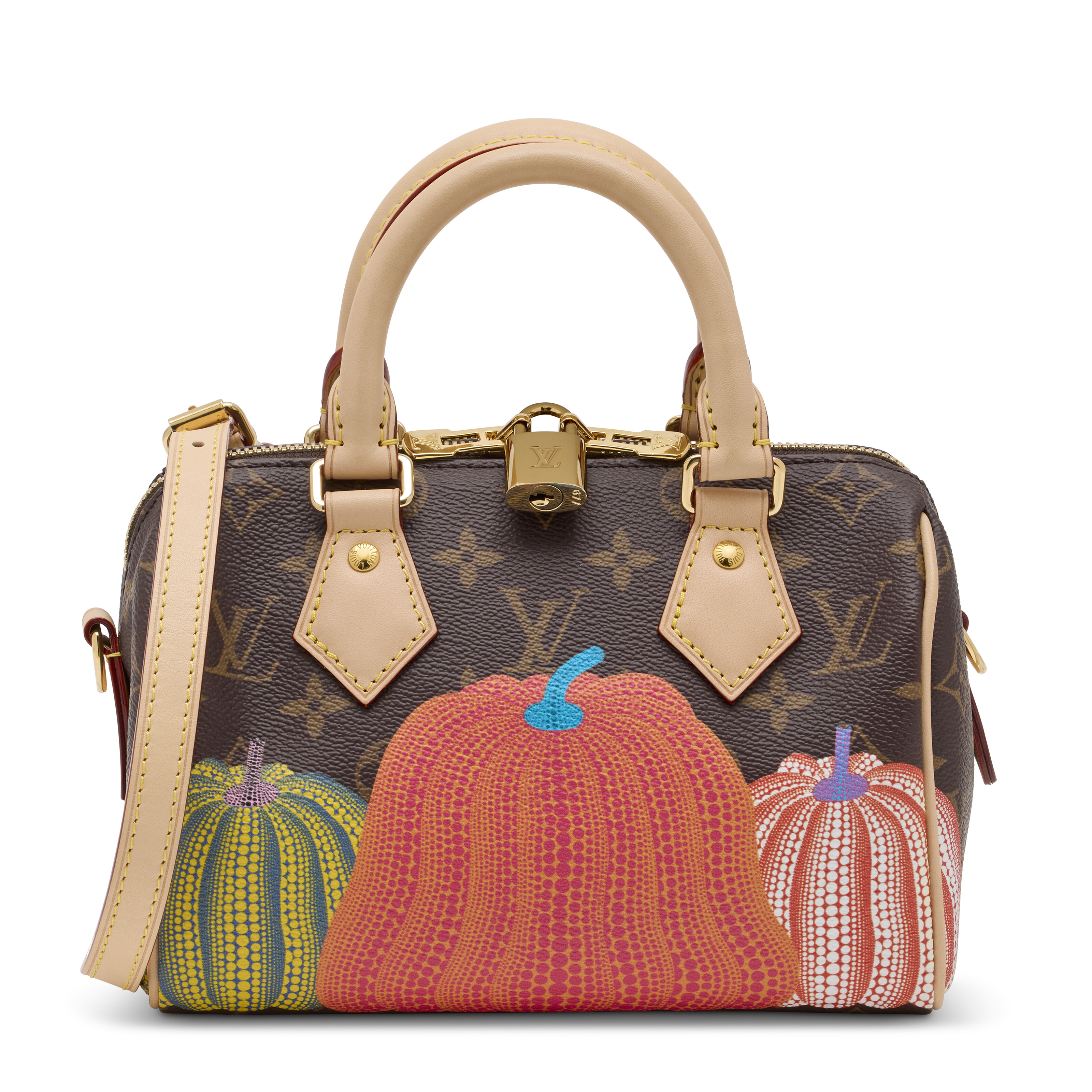 Louis Vuitton. A limited edition painted Pumpkin Monogram Speedy 20 with brass hardware by Yayoi Kusama, 2023, sold for HK$35,560 on 11 March 2026 at Christie's Online