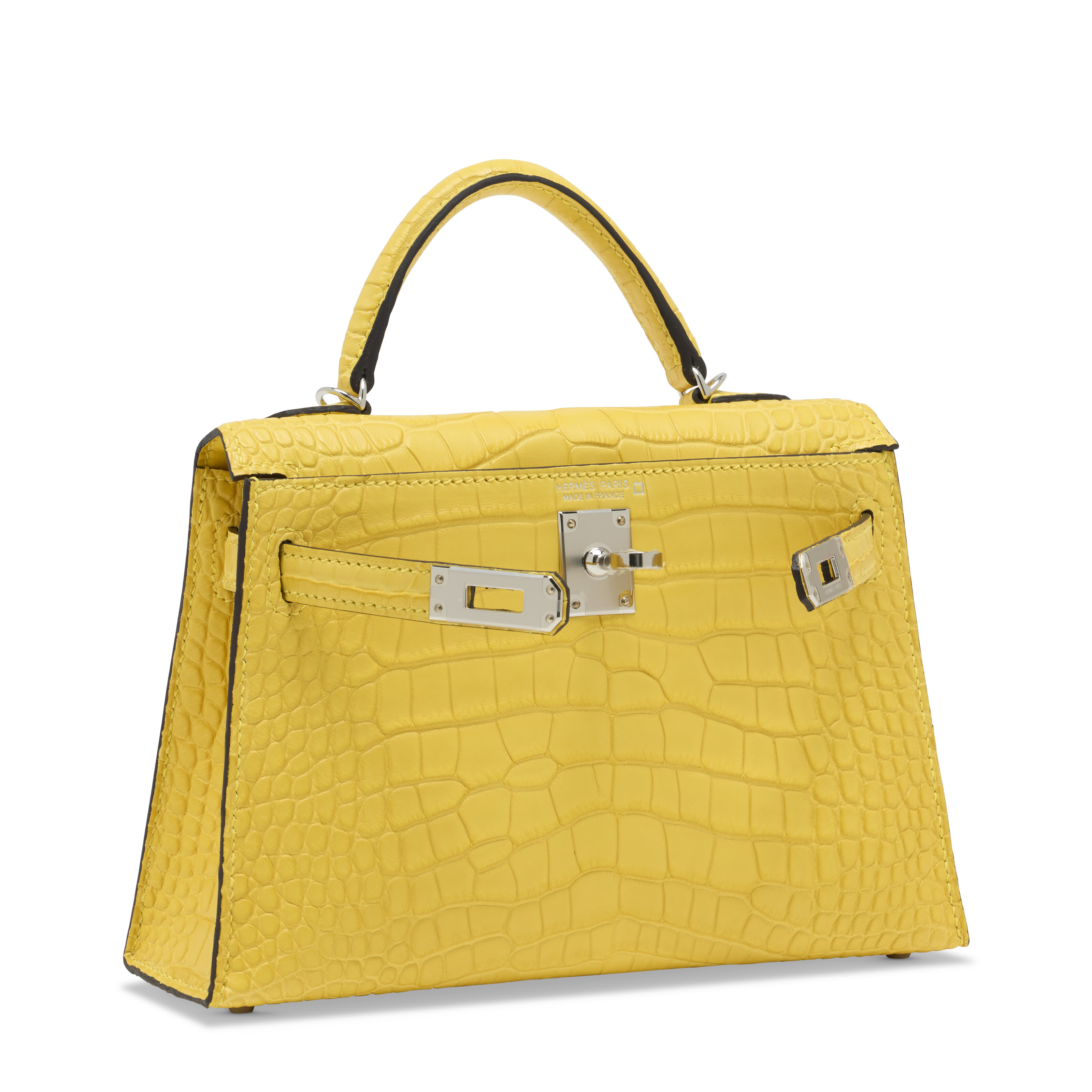 A MATTE MIMOSA ALLIGATOR MINI KELLY 20 II WITH PALLADIUM HARDWARE