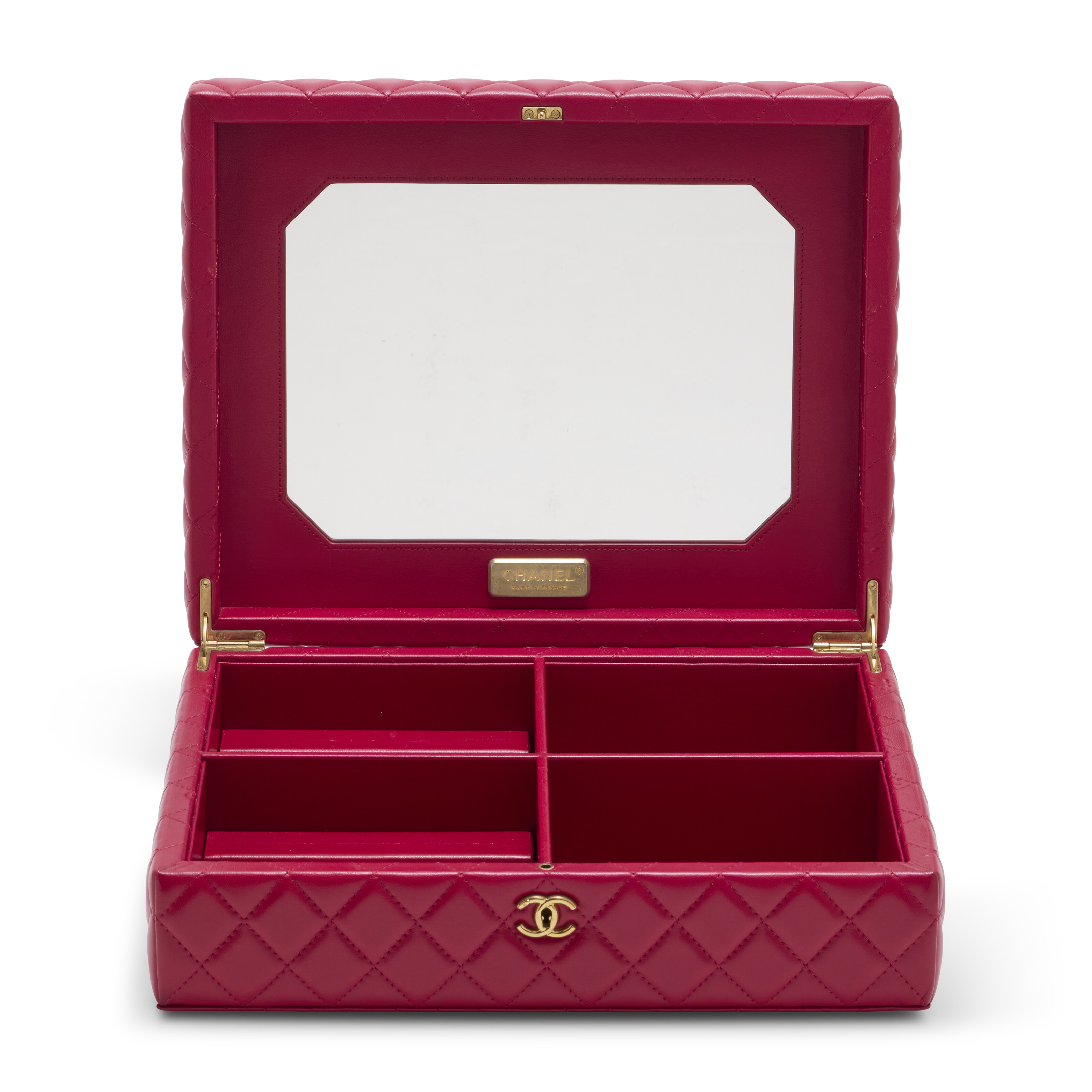A LIMITED EDITION SET OF FOUR PINK & RED MINI BAGS WITH RED