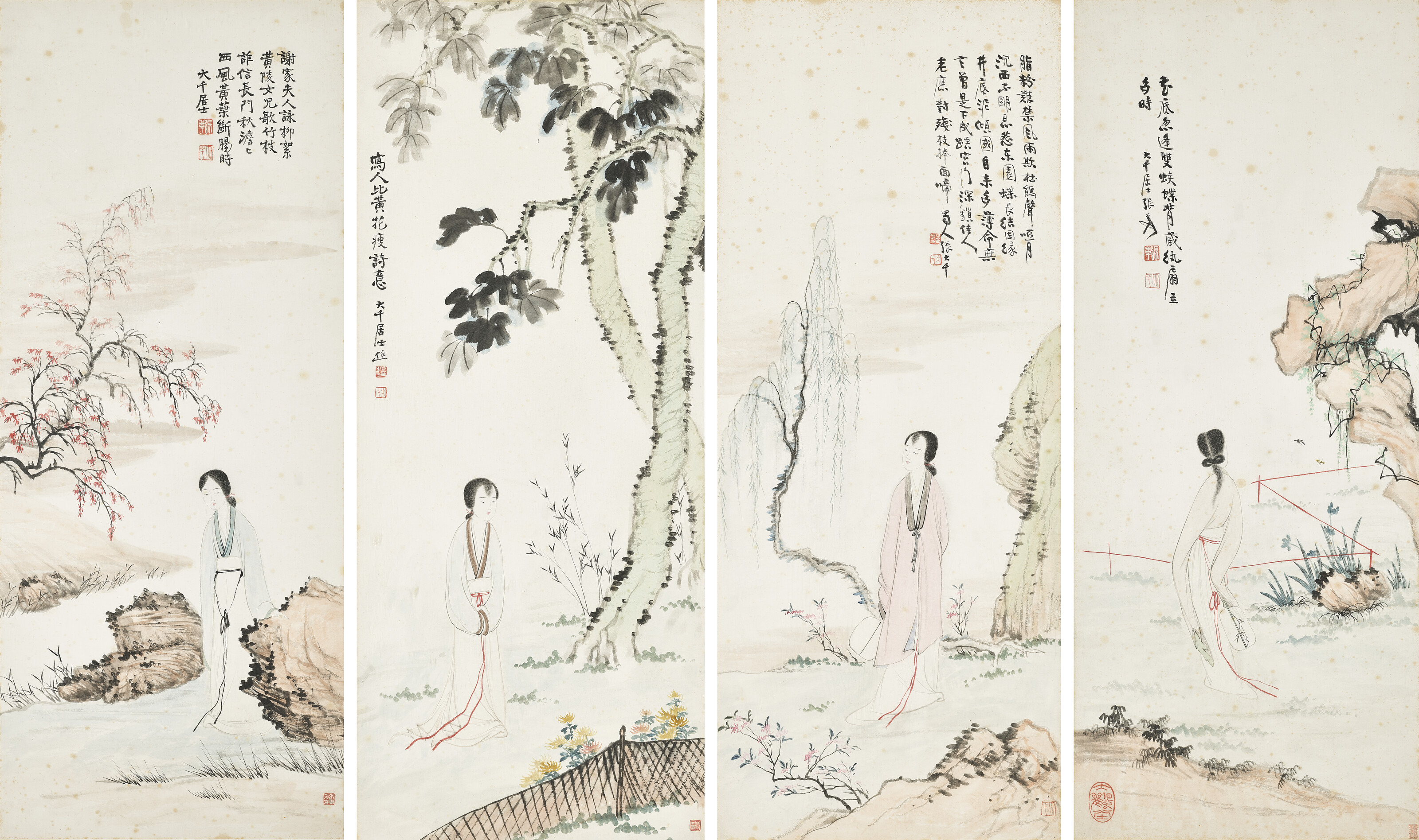 張大千（1899-1983）, 四季仕女圖| Christie's