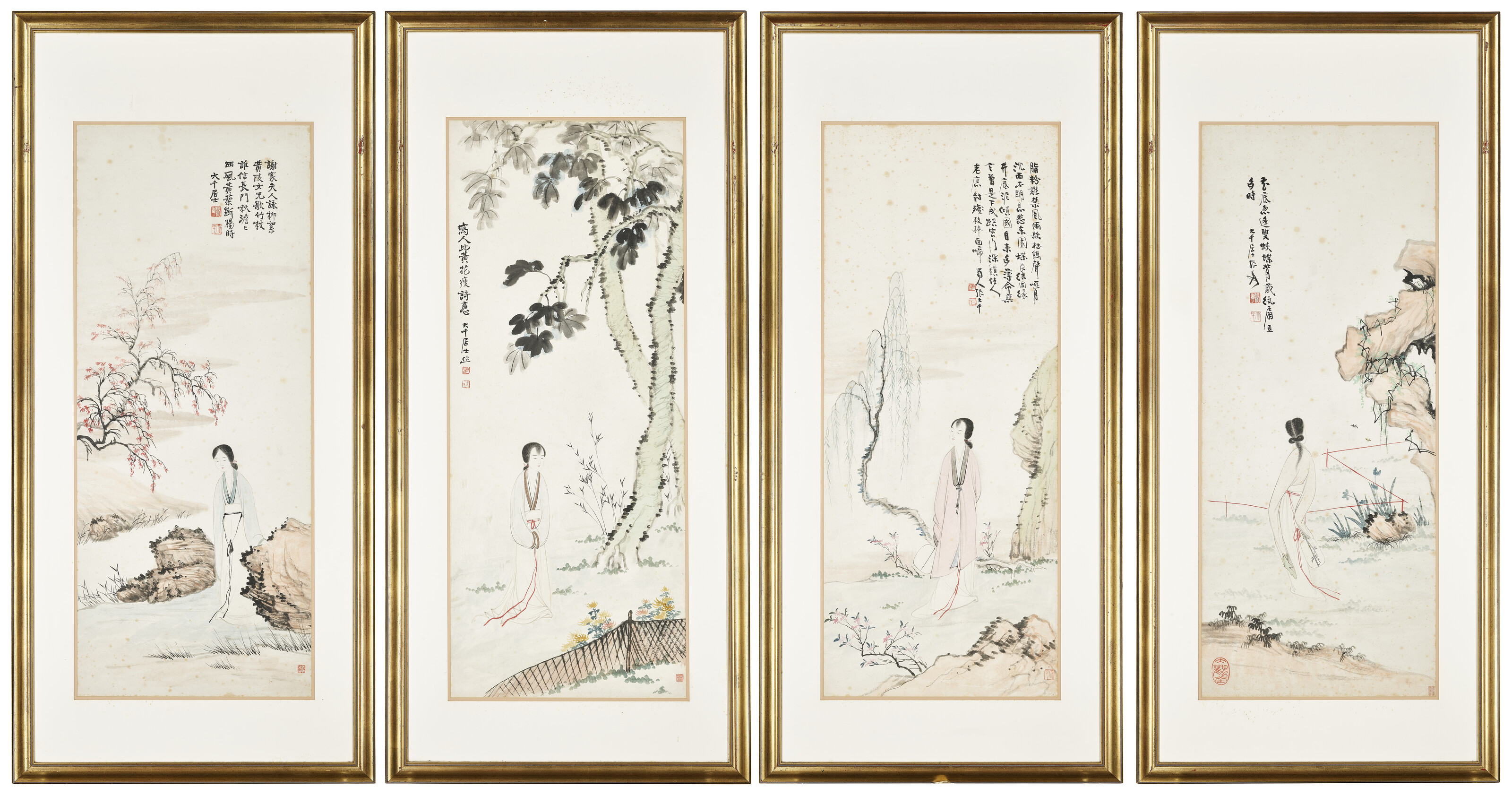 張大千（1899-1983）, 四季仕女圖| Christie's