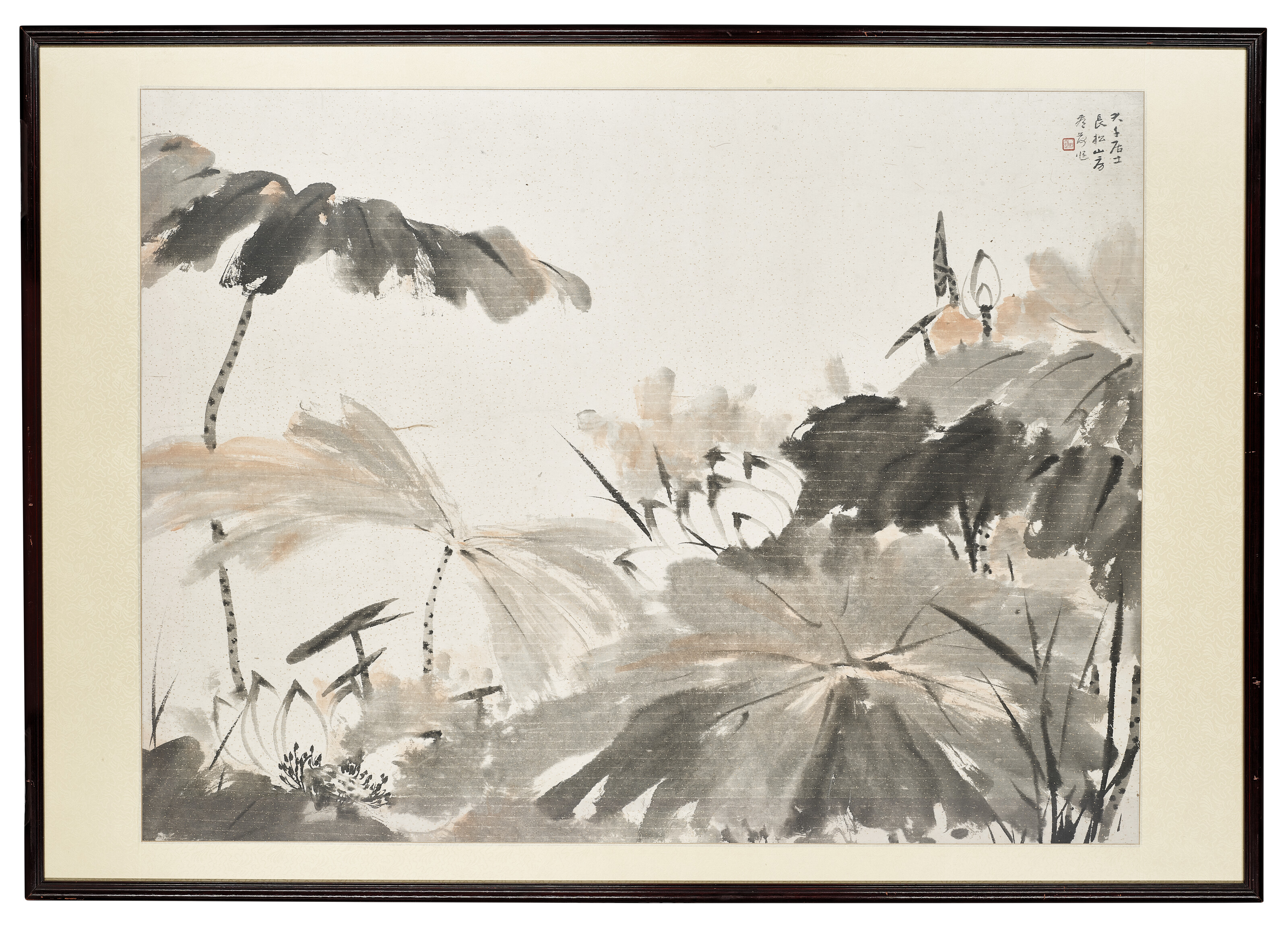 中国古美術 近代 張大千款 荷花白鷺画 水墨画 掛け軸 宣紙 唐物 花鳥画 肉筆 張大千（1899-1983）, 荷花| Christie's