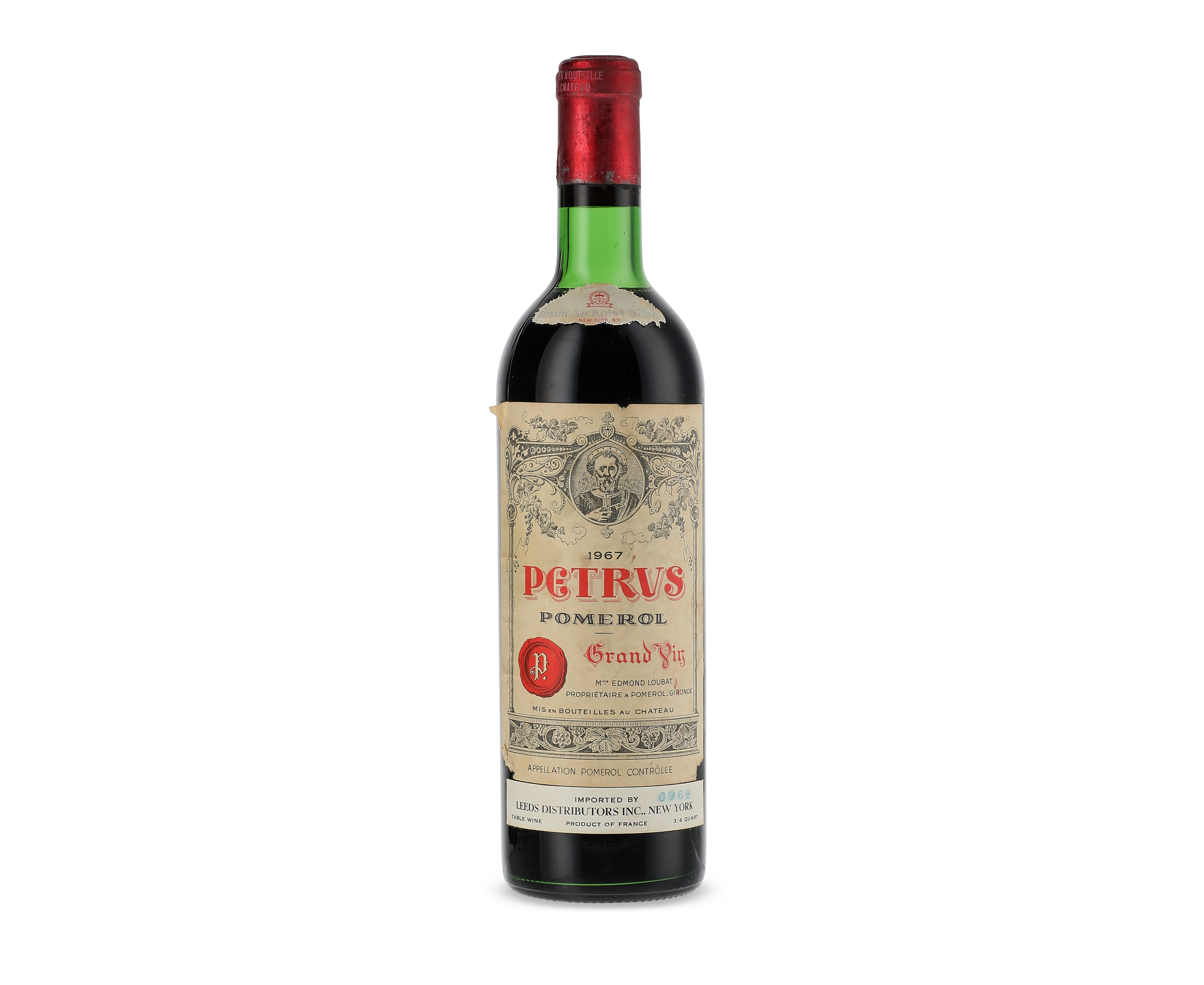 Petrus 1959, Pomerolu.mls, slightly stained and slightly wrinkled
