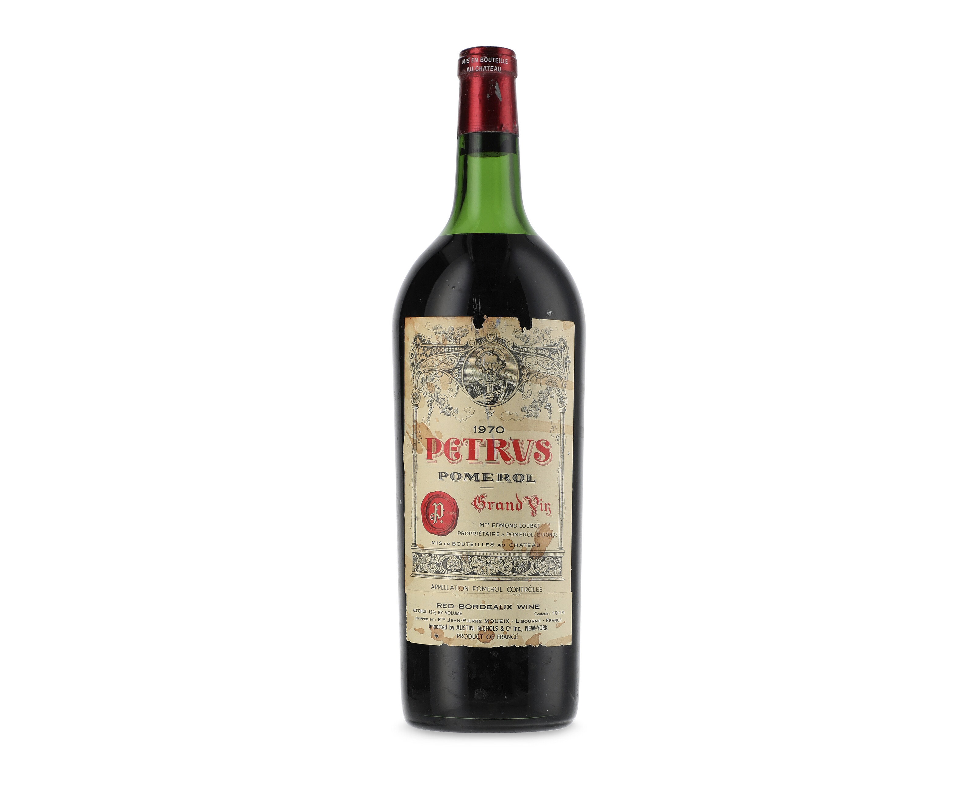 Petrus 1959, Pomerolu.mls, slightly stained and slightly wrinkled
