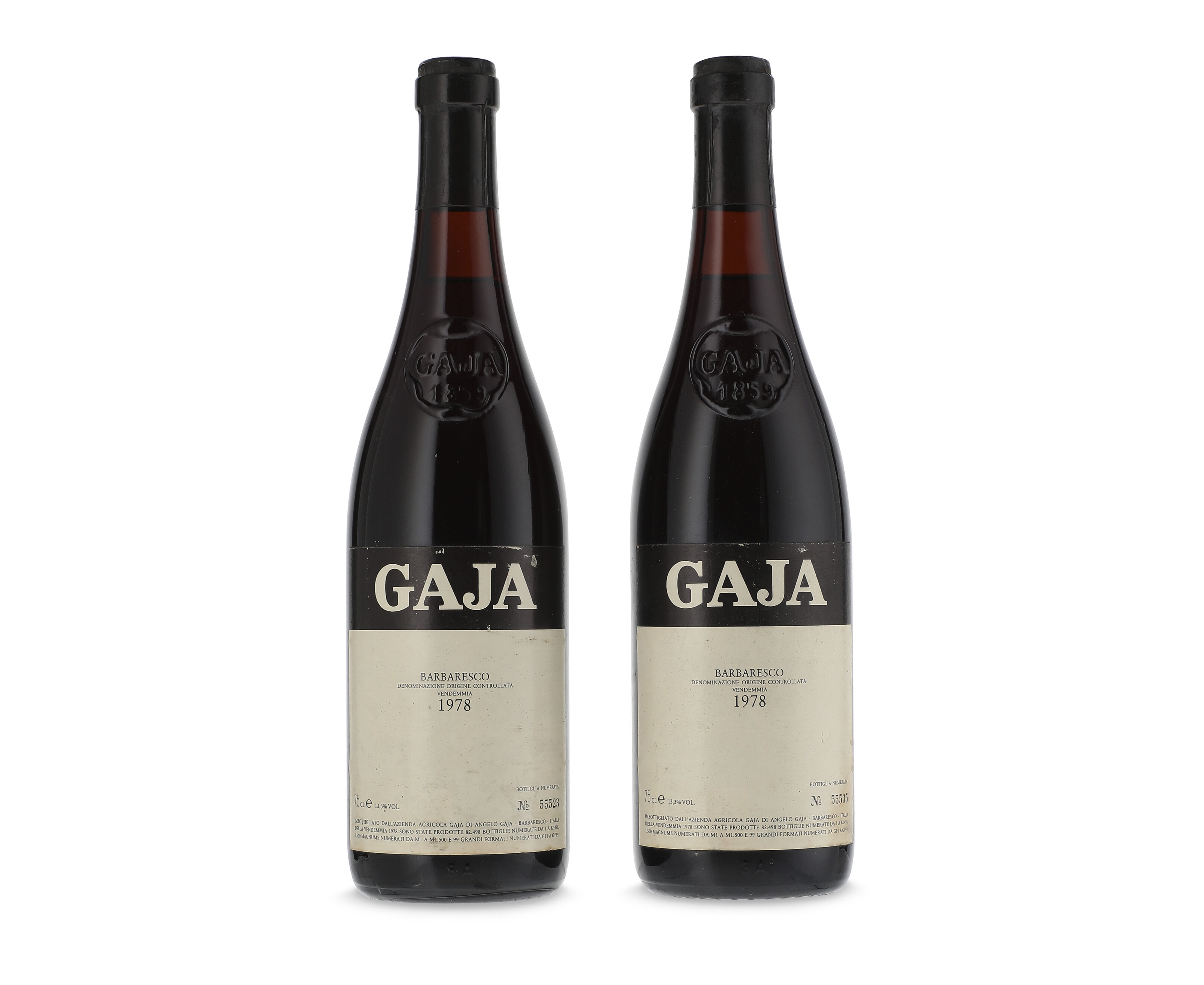 Gaja, Barbaresco 1974, Piedmontu. 6.5cm, lightly bin-soiled and