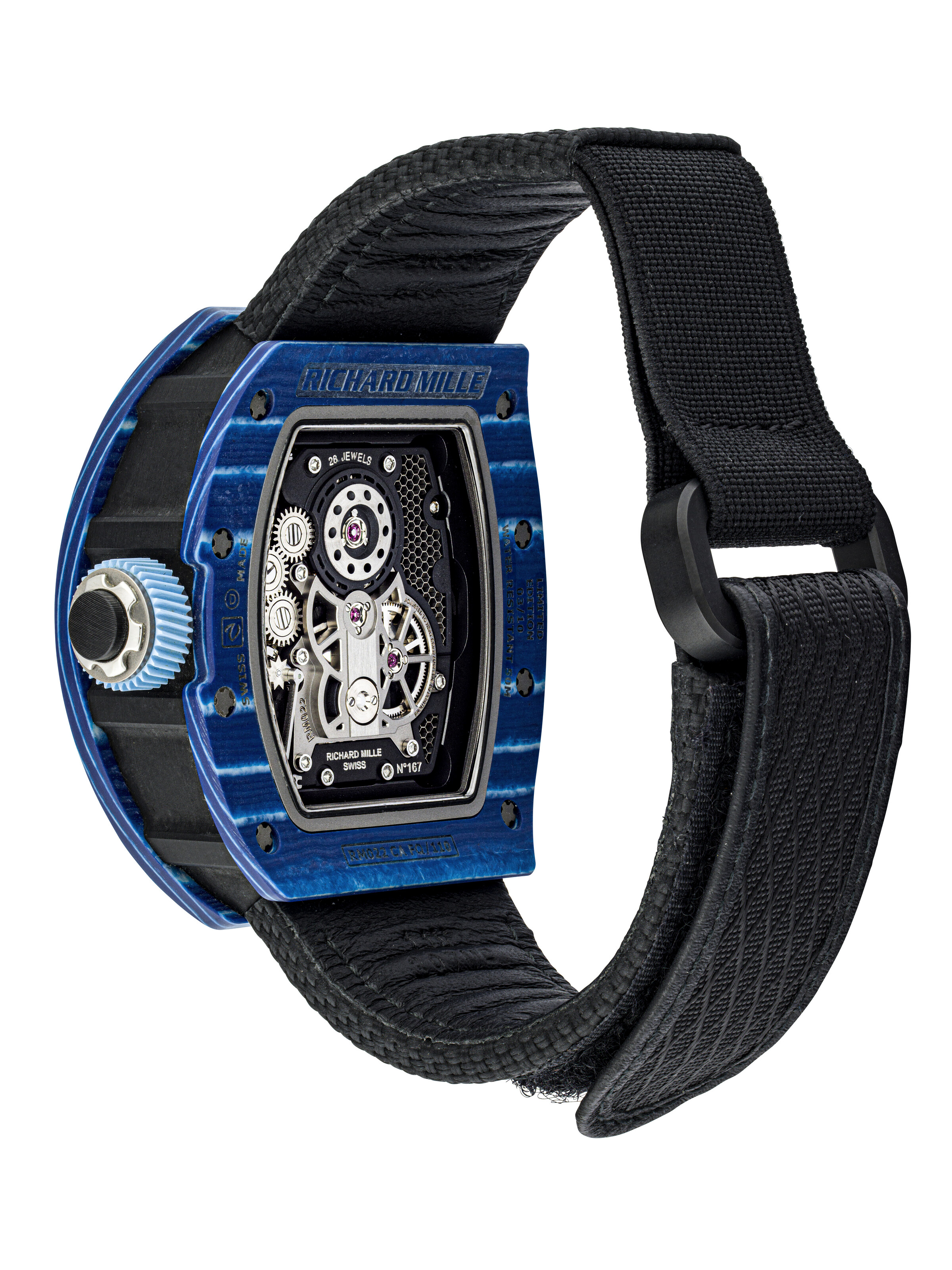 RICHARD MILLE. AN EXTREMELY RARE AND ATTRACTIVE BLUE QUARTZ TPT