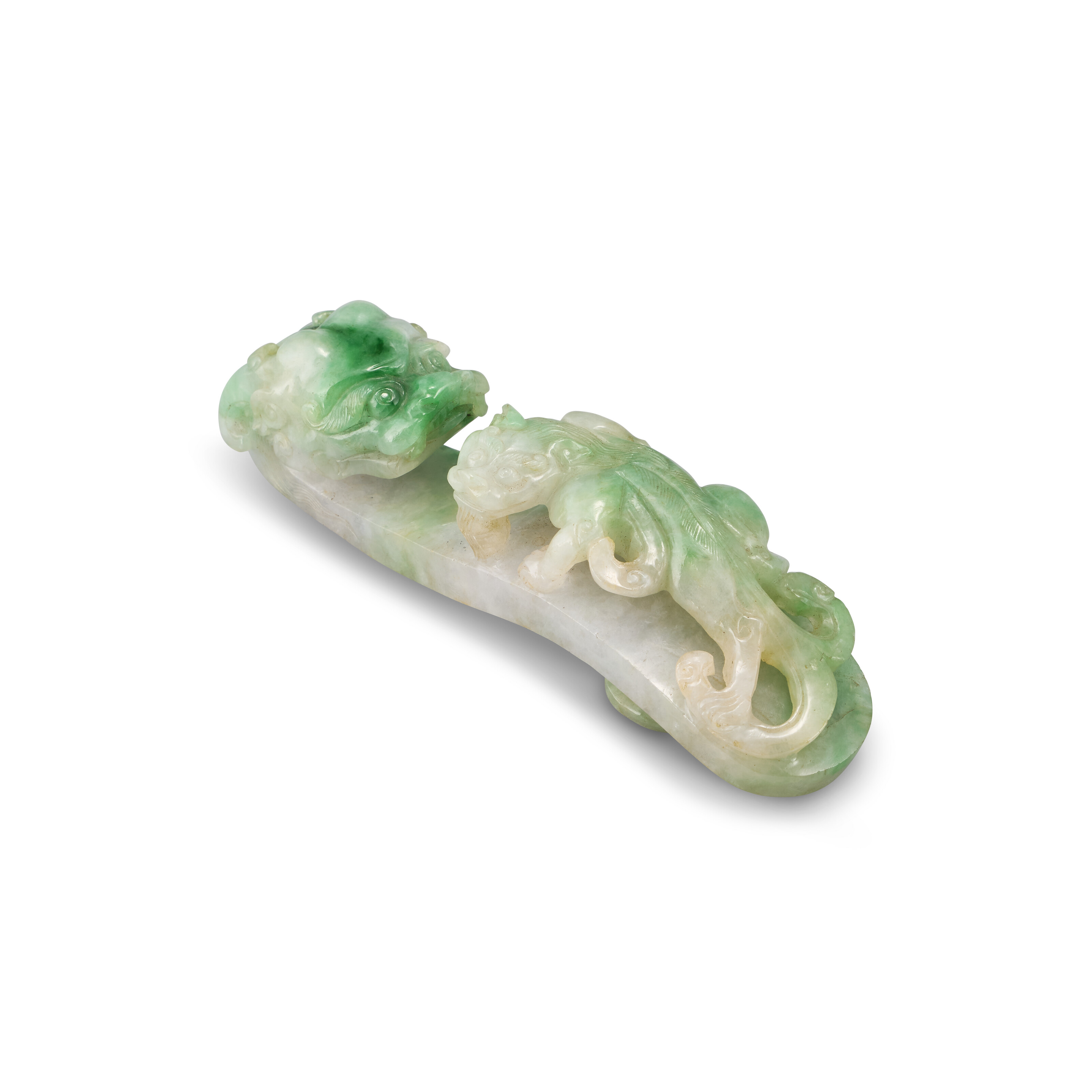 Catalog image of A CARVED JADEITE 'DRAGON' BELT HOOK