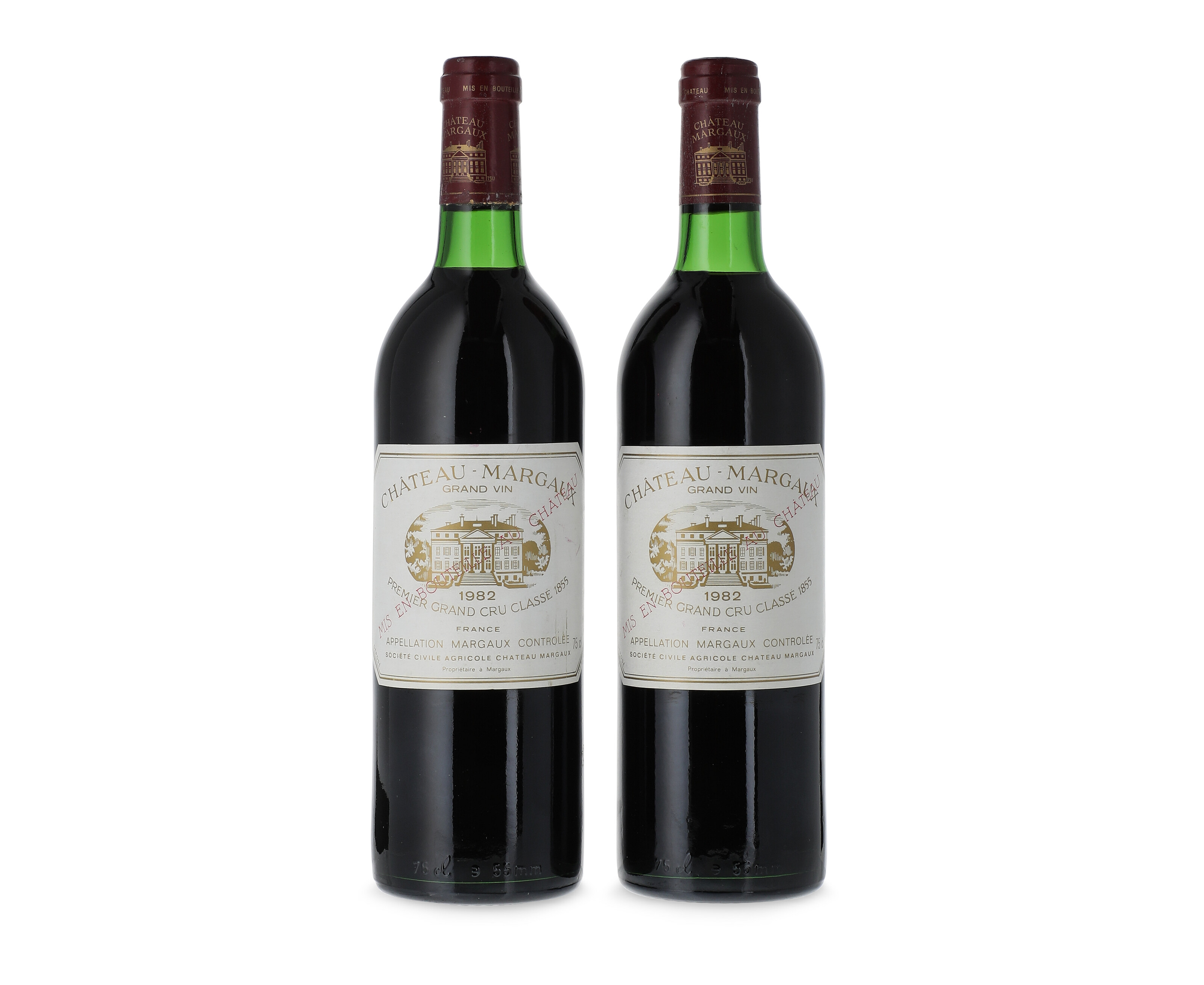 Château Margaux 1982, Slightly stained labels, corroded capsules ...