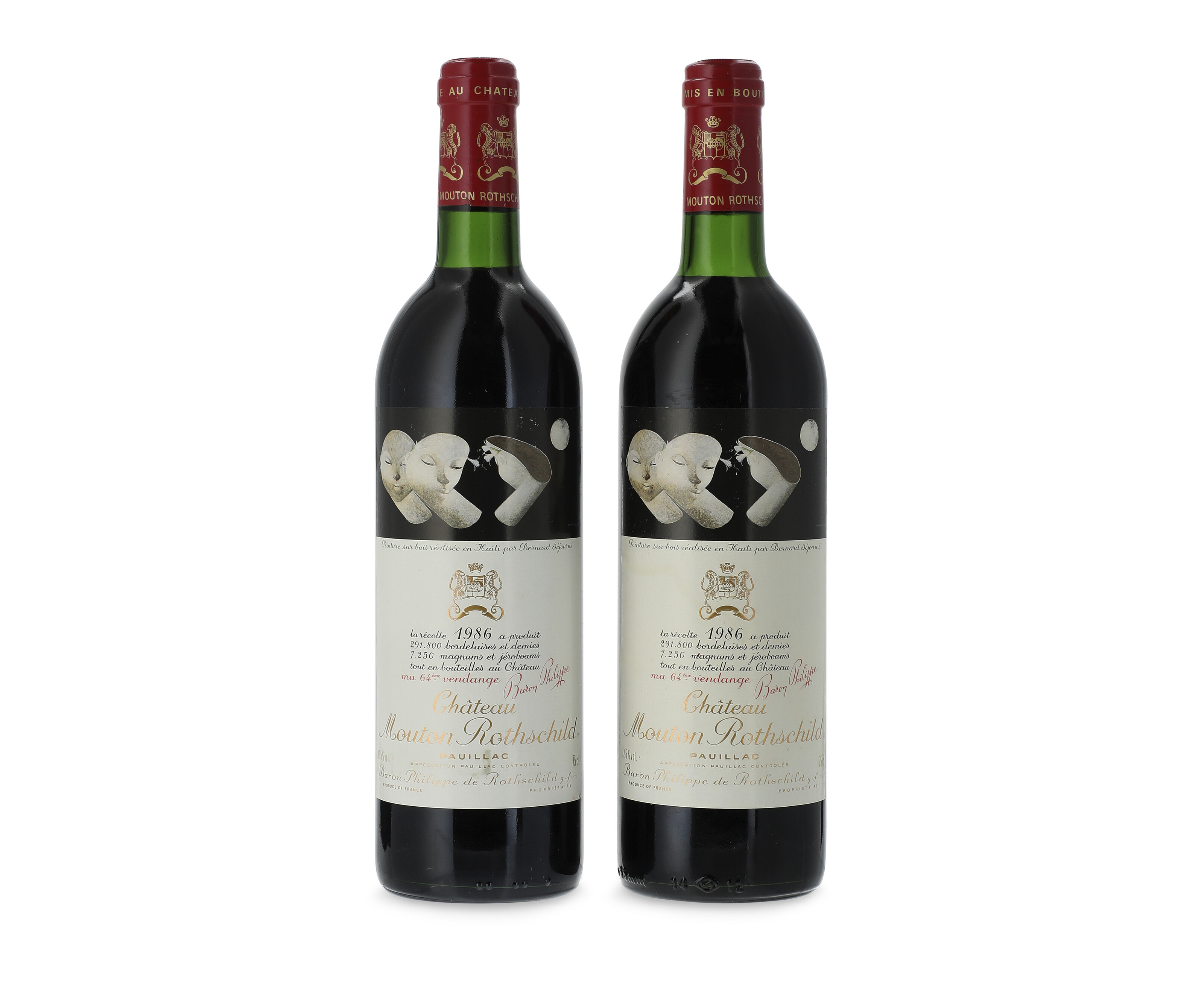 Château Mouton Rothschild 1986, u. vts, slightly stained labels