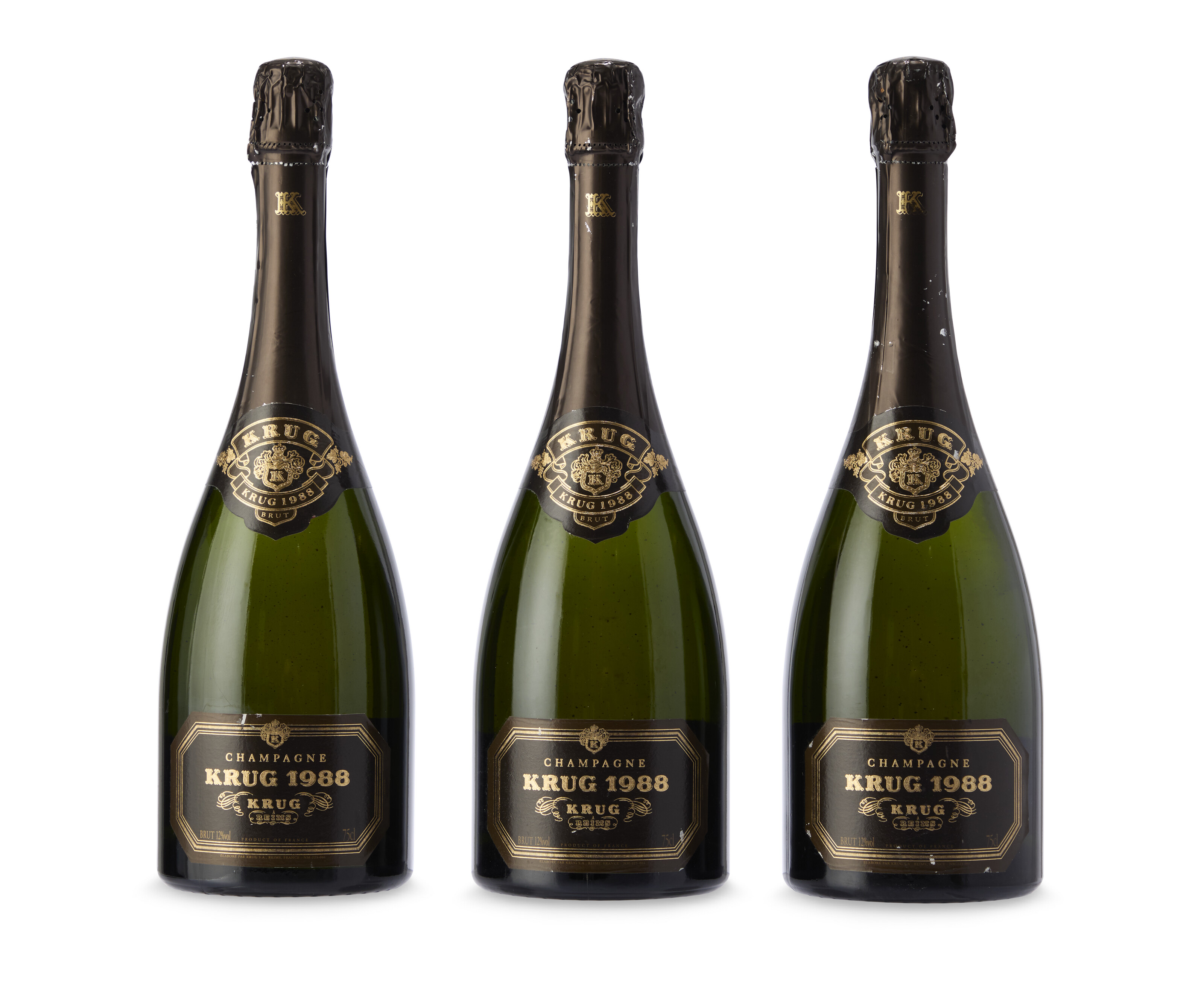 Krug, Vintage Brut 1988, Slightly scuffed labels and foil capsules