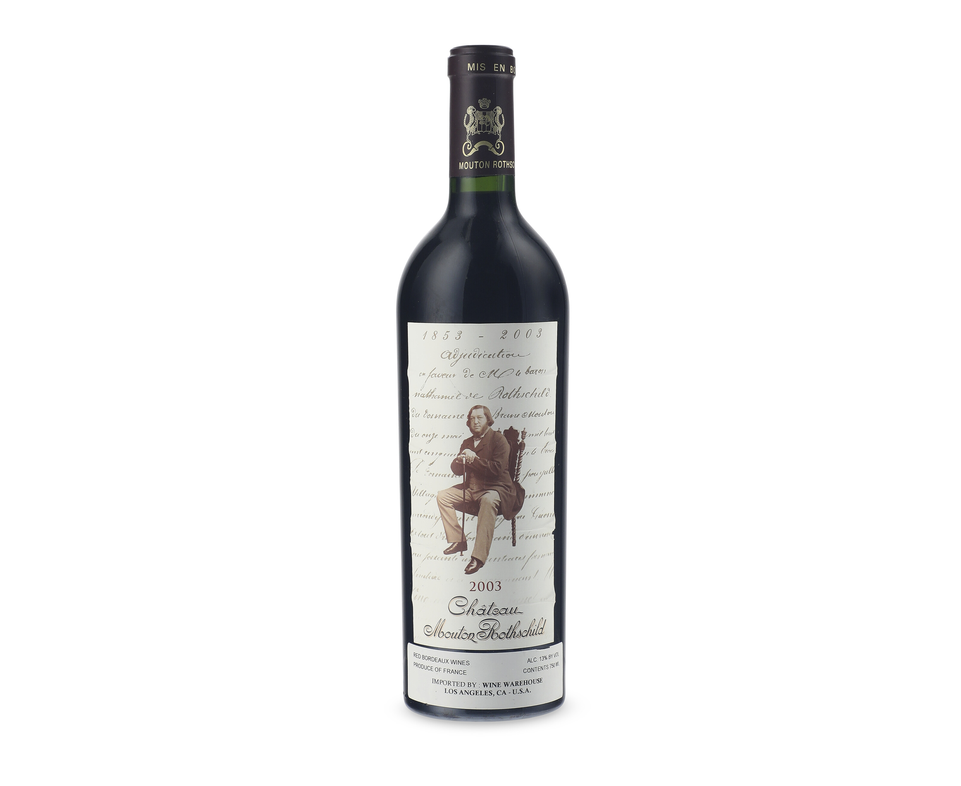 Château Mouton Rothschild 2003, Pauillac, 1er Cru Classé creased label ...
