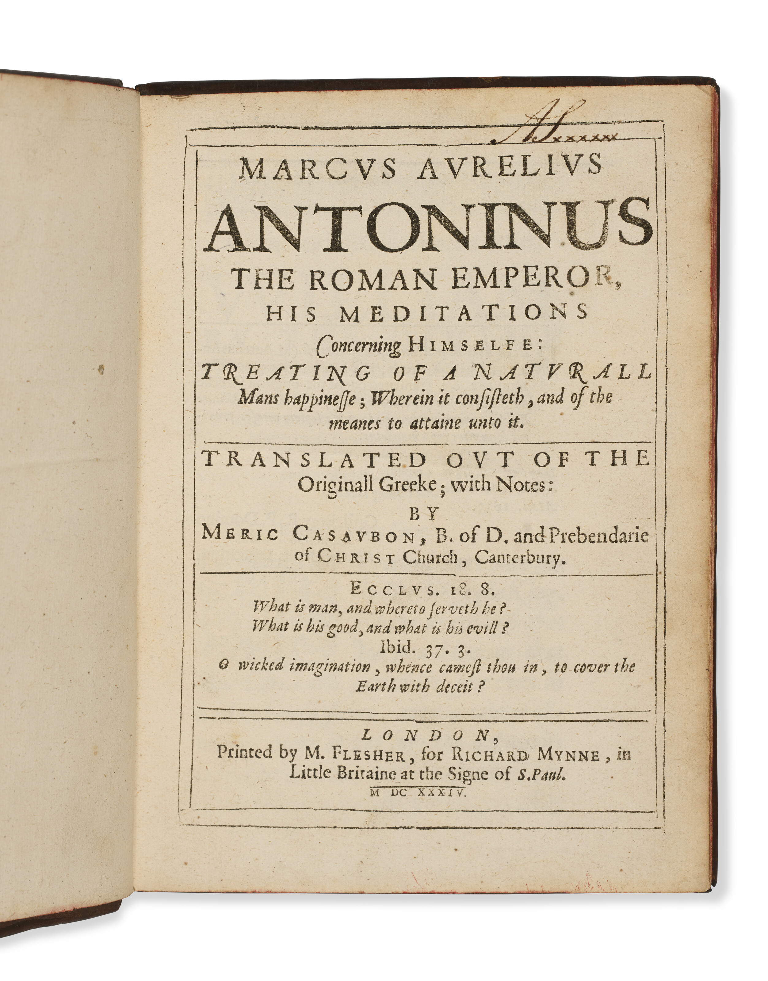 His Meditations, Marcus Aurelius,1634 | Christie's