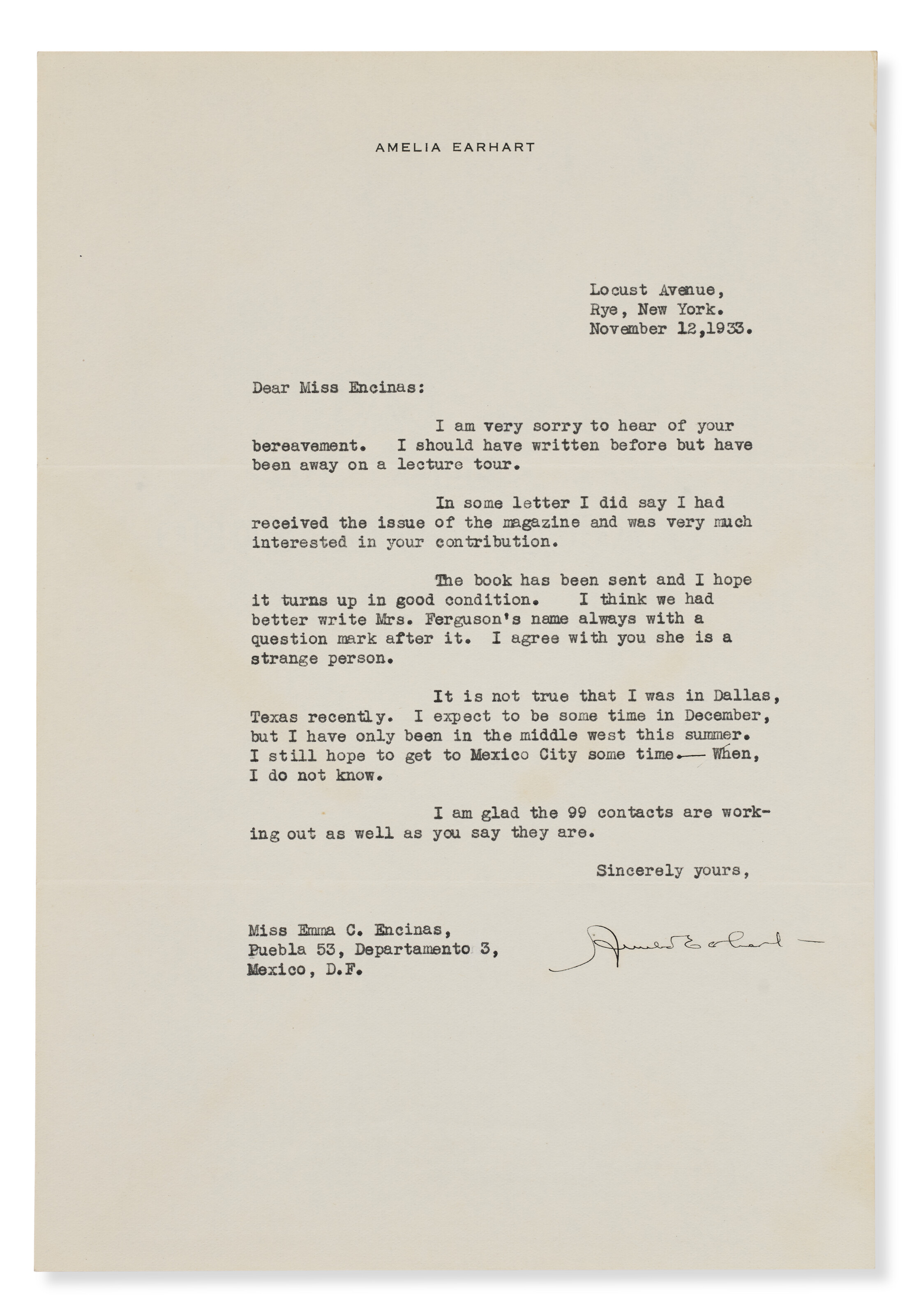Amelia Earhart Letters