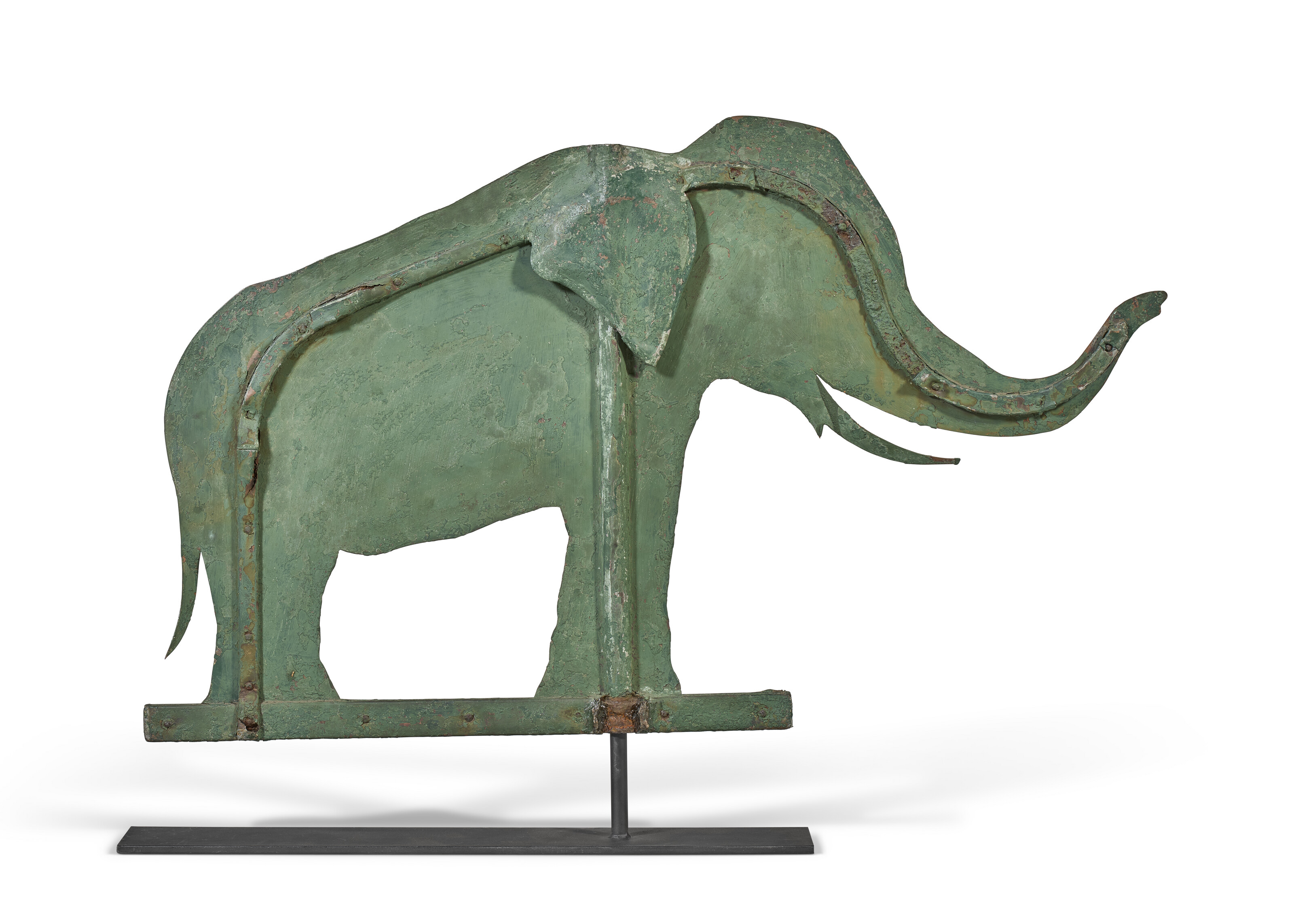 A PAINTED SHEET METAL ELEPHANT WEATHERVANE, PROBABLY PENNSYLVANIA