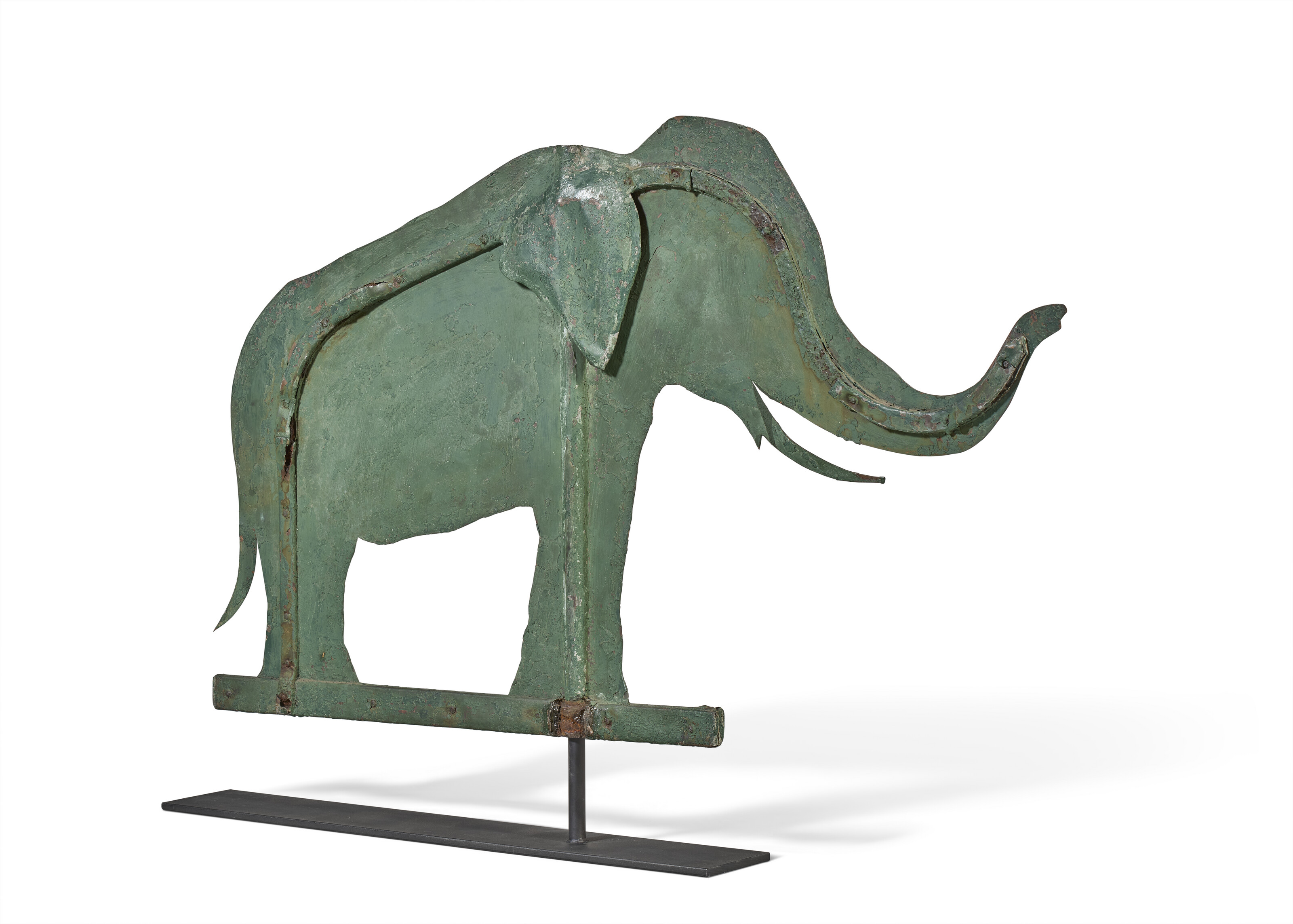 A PAINTED SHEET METAL ELEPHANT WEATHERVANE, PROBABLY PENNSYLVANIA
