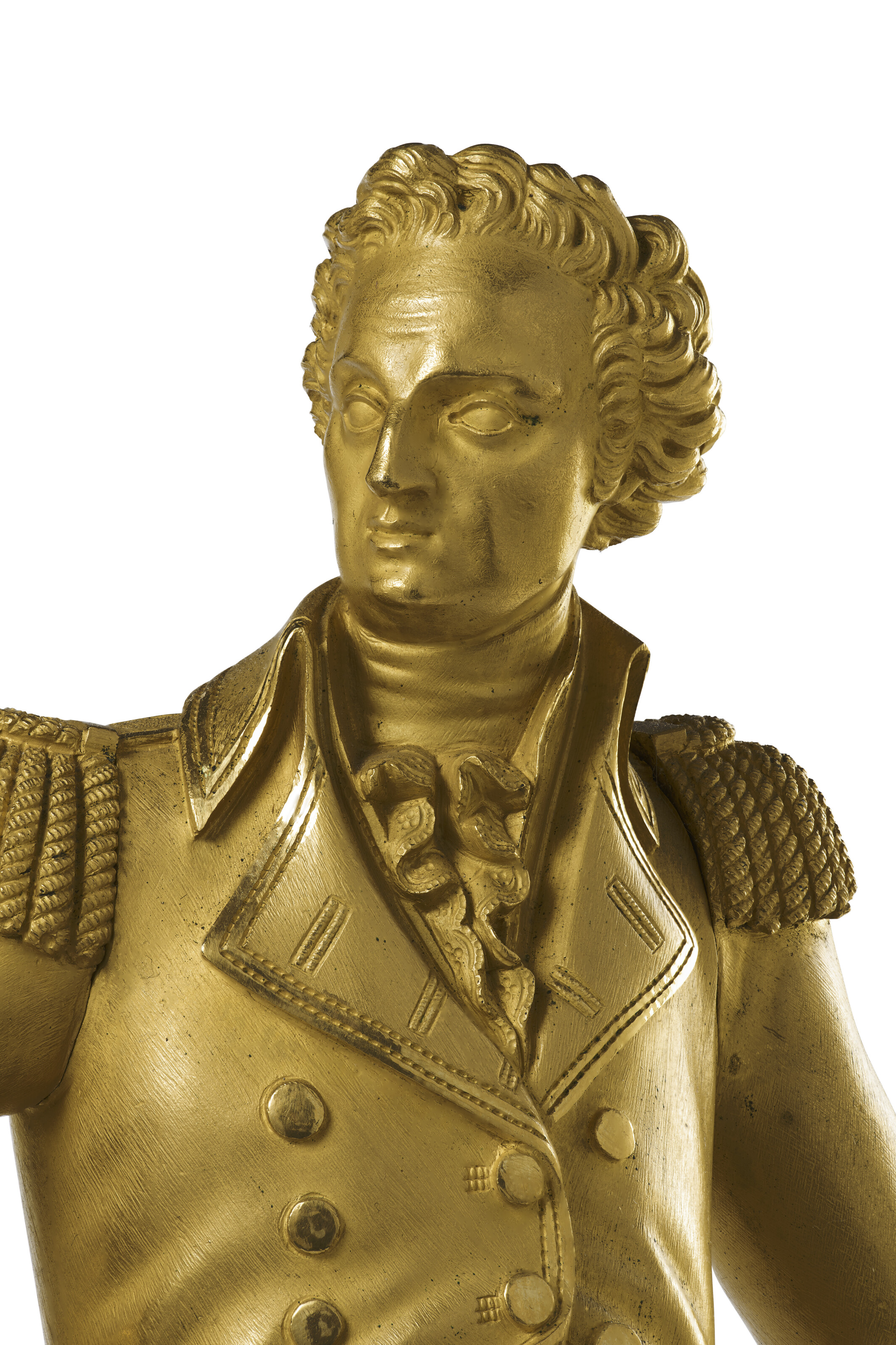 A FRENCH EMPIRE ORMOLU MANTLE CLOCK WITH A FIGURE OF GEORGE