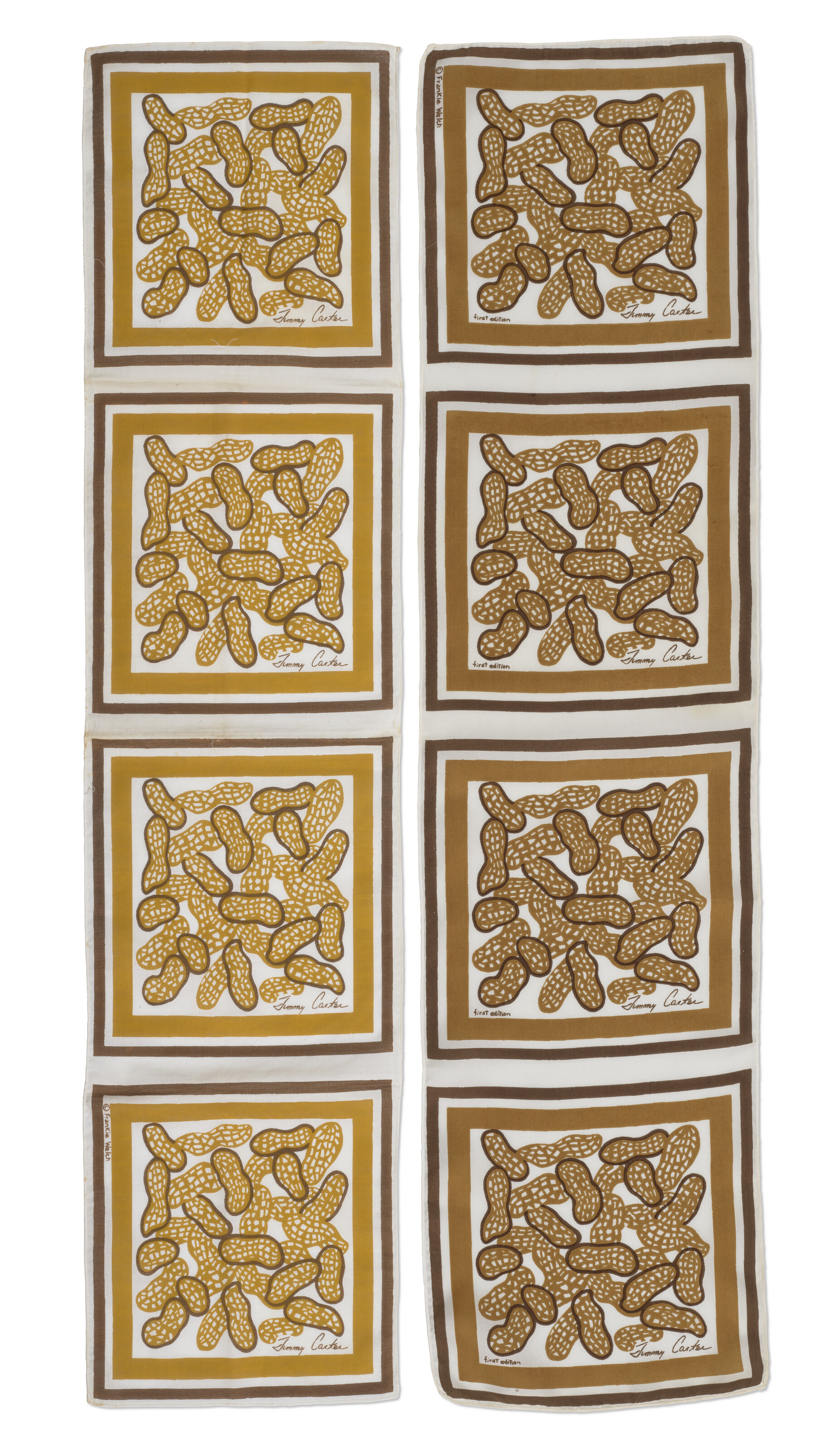 TWO PEANUT SCARVES FOR GOVERNOR AND MRS. JIMMY CARTER, BY FRANKIE