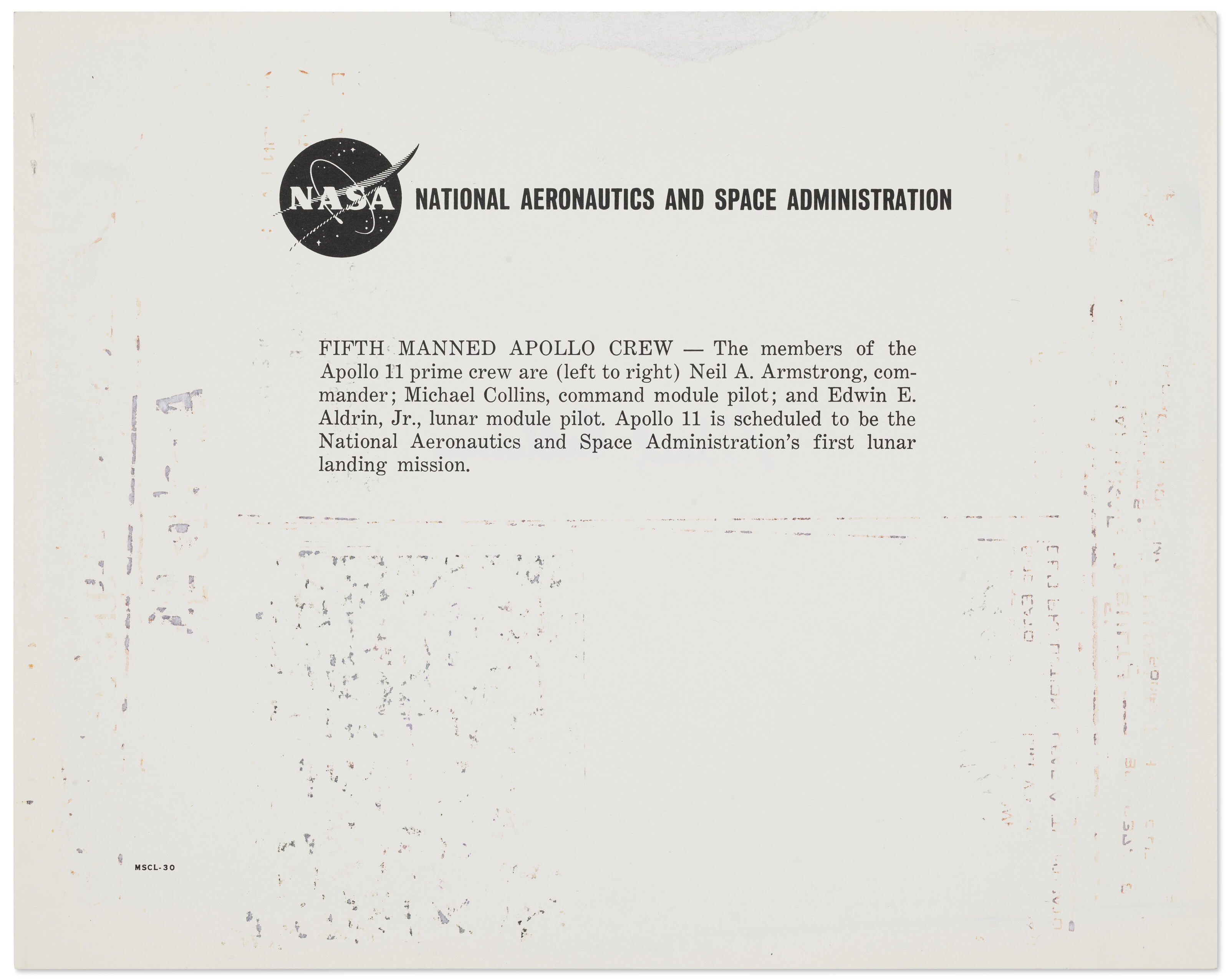 Neil Armstrong, Buzz Aldrin, and Michael Collins, Apollo 11 signed
