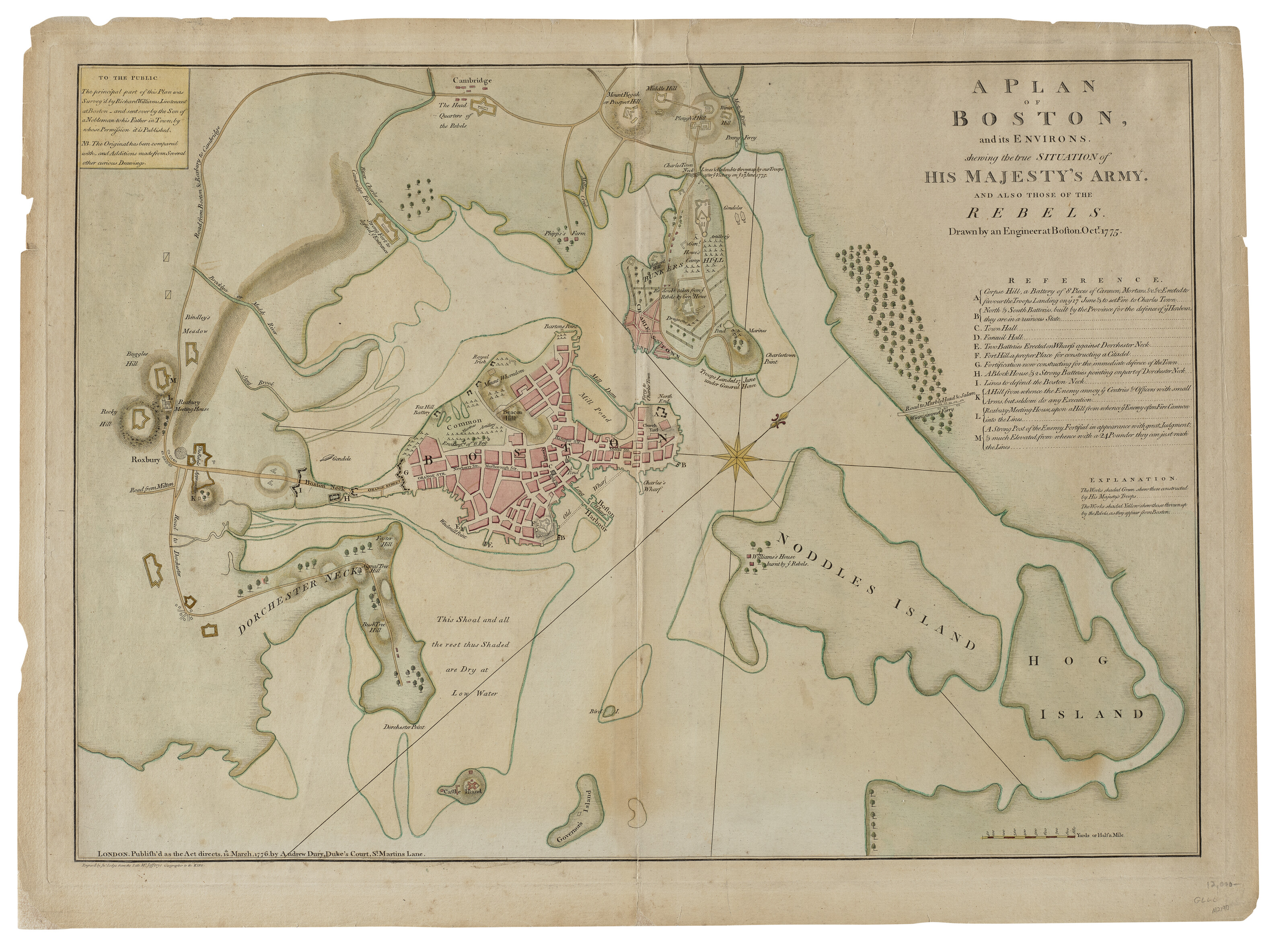 A Plan of Boston and its Environs, Lieutenant Richard Williams, 1775 ...