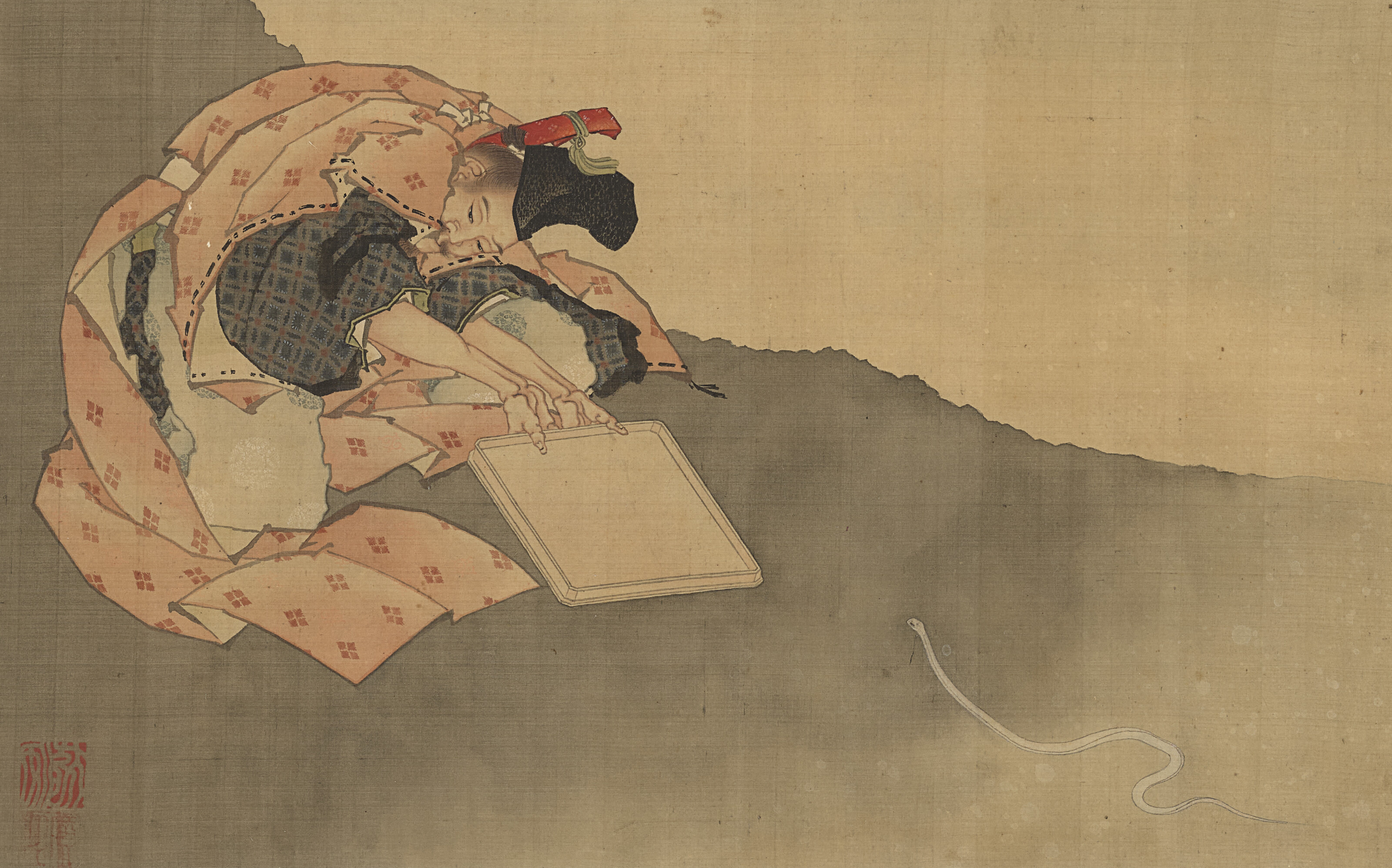 Katsuページ ATTRIBUTED TO KATSUSHIKA HOKUSAI (1760-1849), Man and white snake