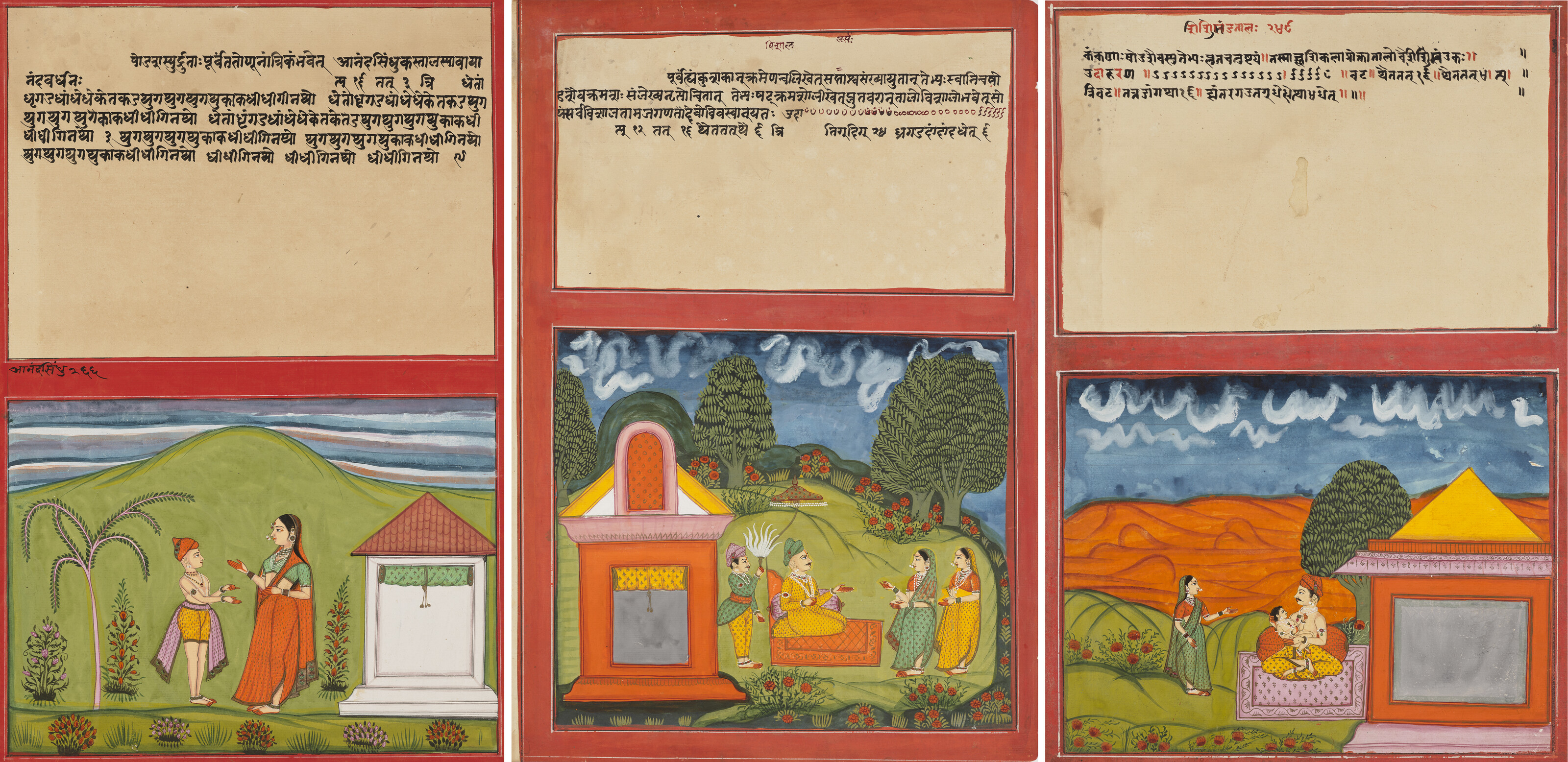 THREE ILLUSTRATIONS FROM A TALAMALA SERIES: SAGE WITH PRINCESS, RULER ...