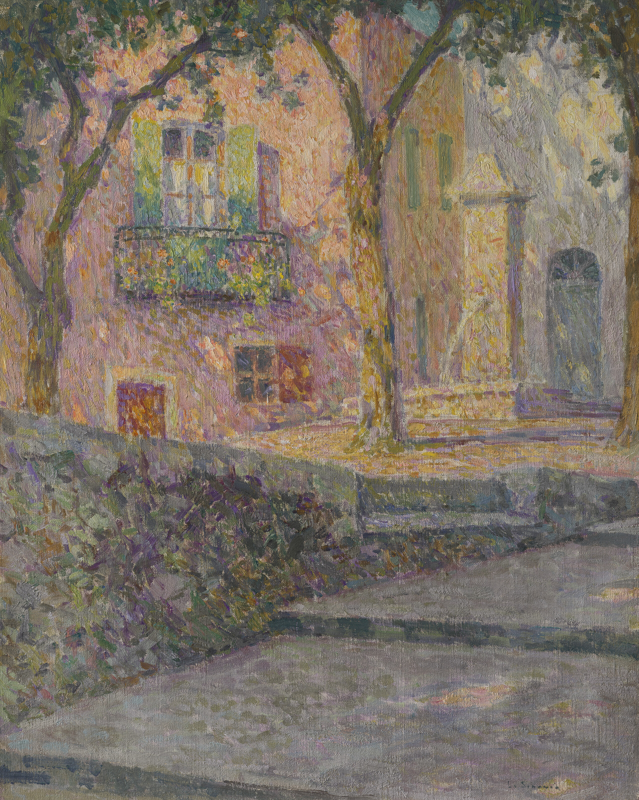 HENRI LE SIDANER (1862-1939), La place de la fontaine au soleil