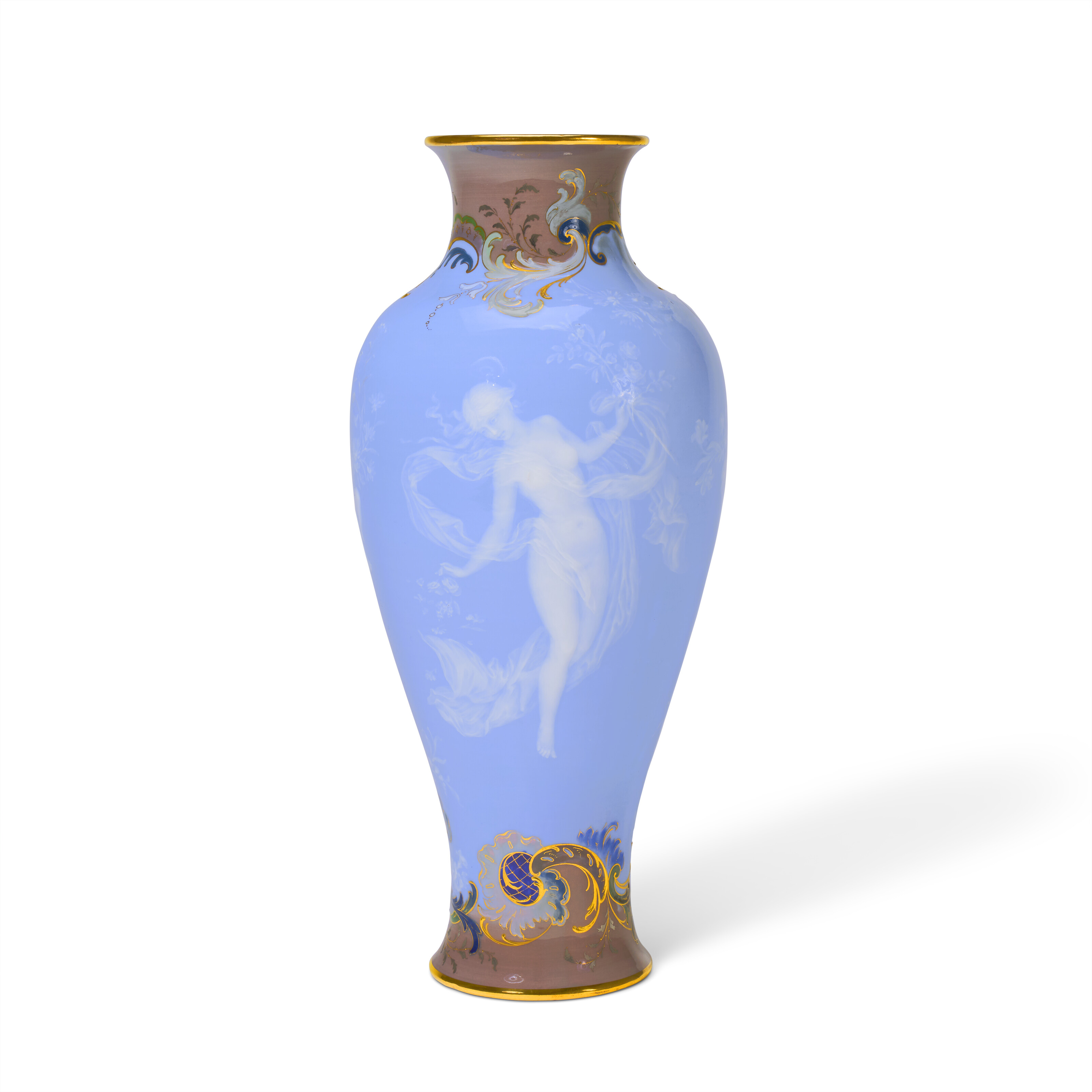 A MEISSEN PORCELAIN PATE-SUR-PATE PALE-BLUE AND LAVENDER GROUND