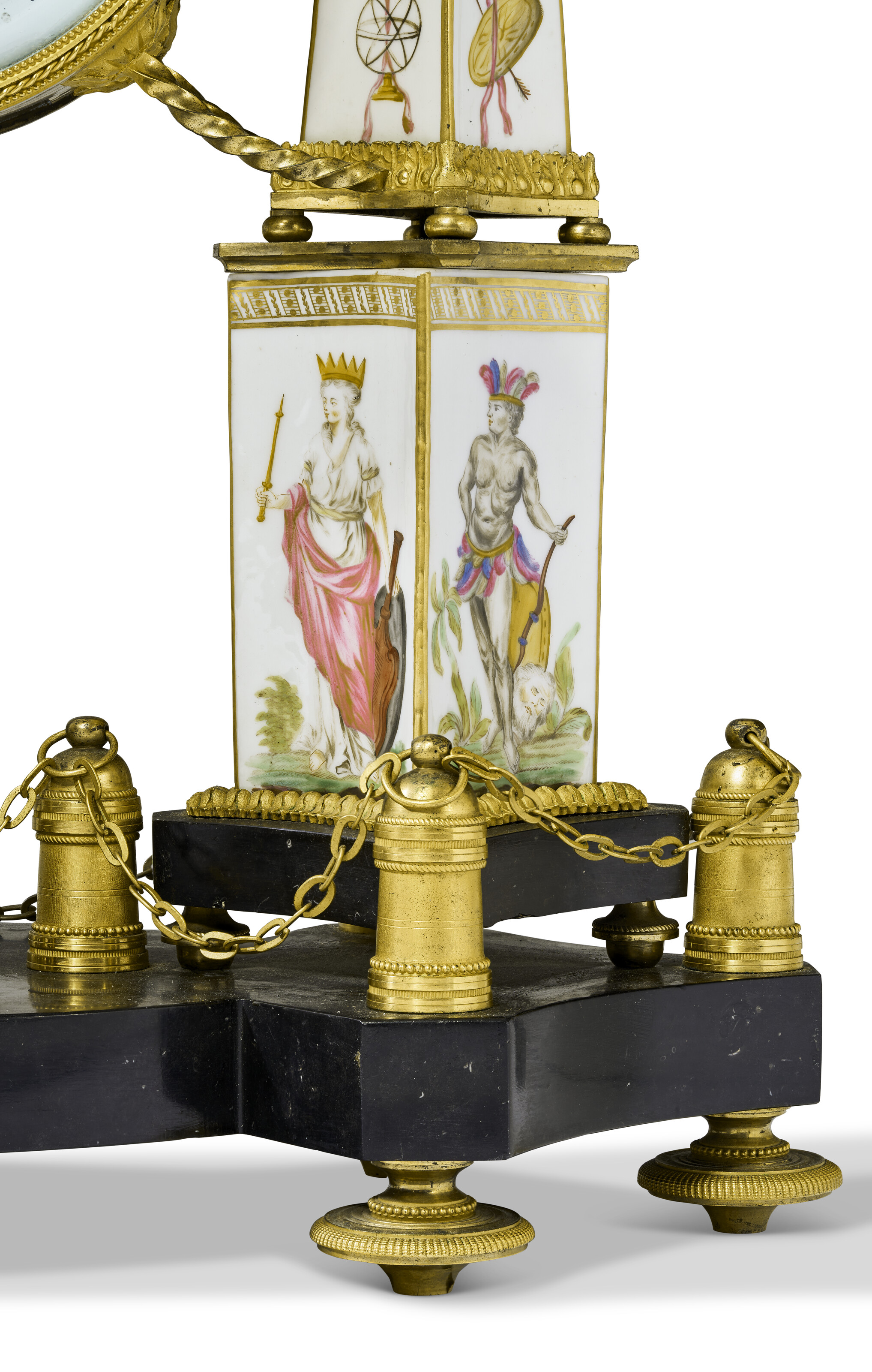 A LOUIS XVI ORMOLU, PARIS PORCELAIN AND BLACK MARBLE MANTEL CLOCK