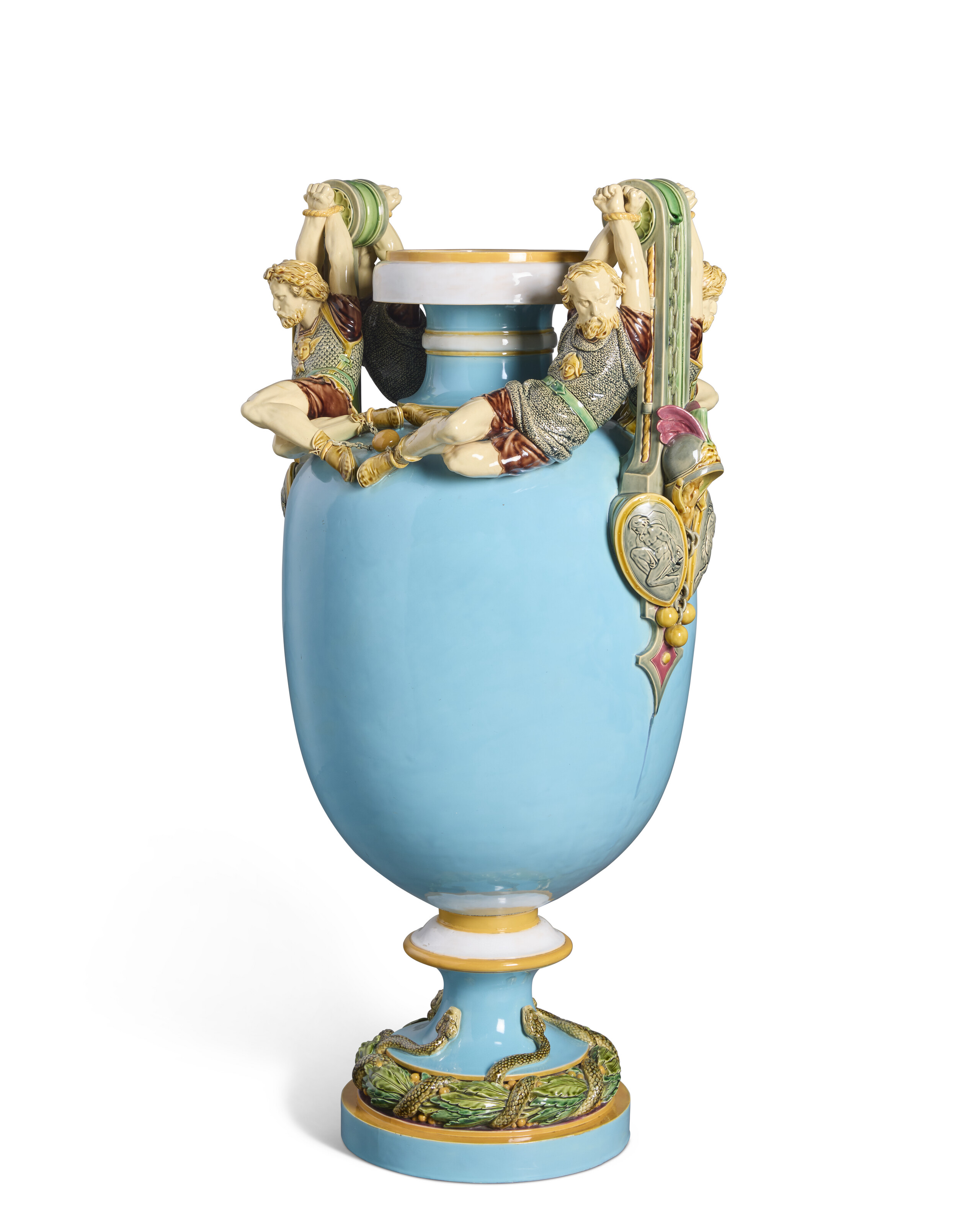 UNIQUE社【PROMETHEUS55インチ】 A LARGE MINTON MAJOLICA TURQUOISE-GROUND 'PROMETHEUS' VASE, DATE