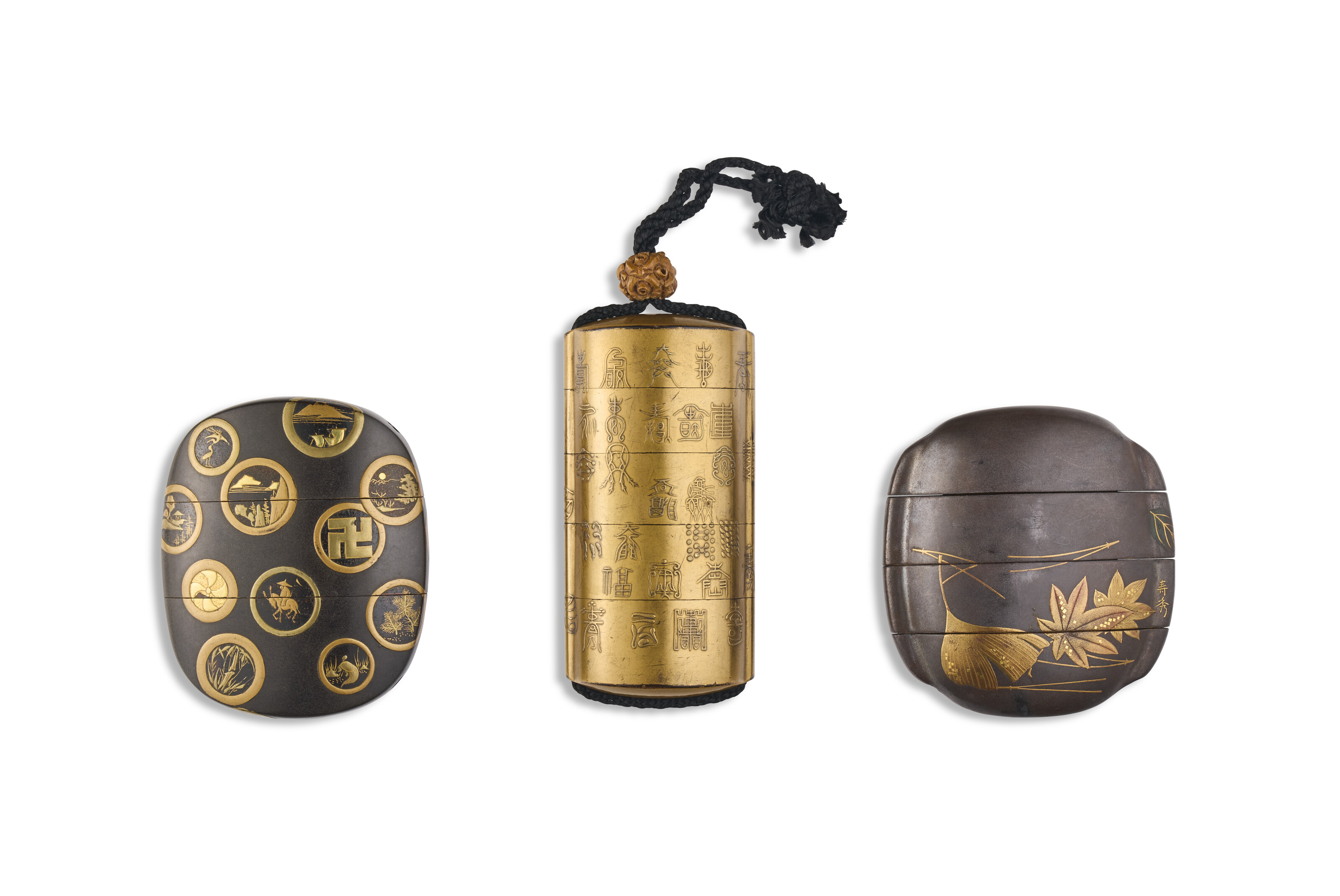 A GROUP OF THREE LACQUER INRO