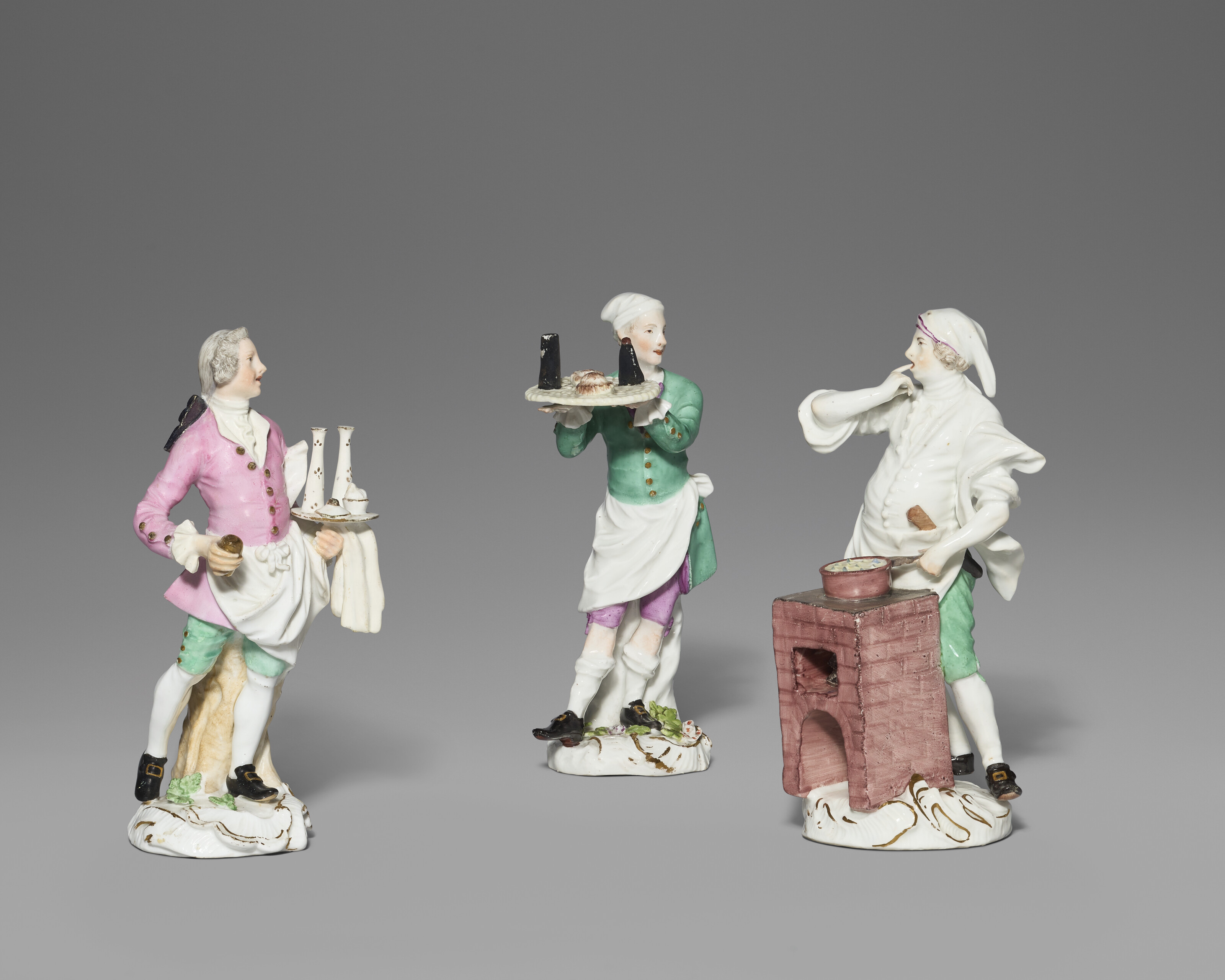 THREE MEISSEN PORCELAIN MALE 'CRIS DE PARIS' FIGURES, CIRCA 1755