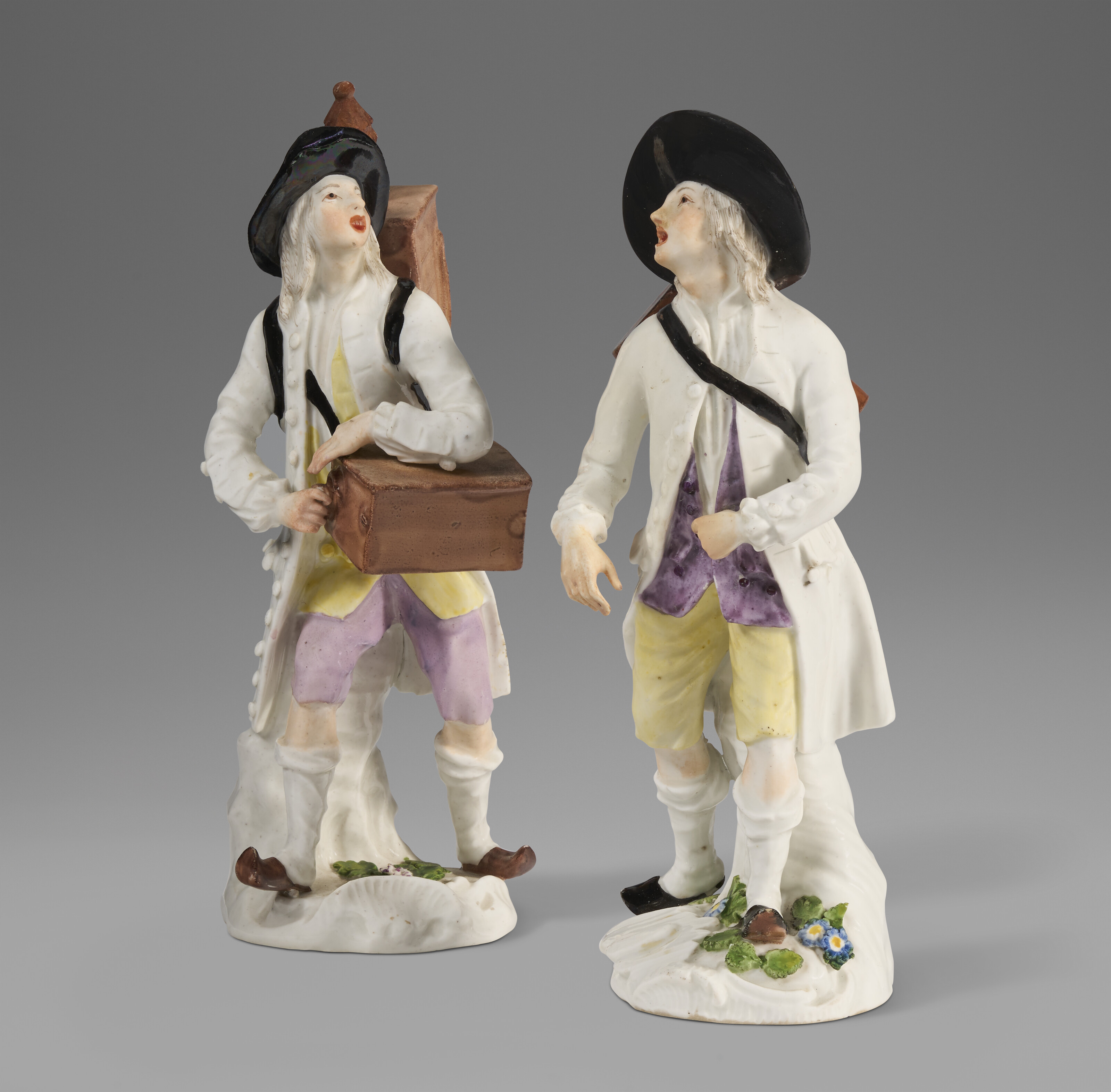 TWO MEISSEN PORCELAIN MALE 'CRIS DE PARIS' FIGURES OF ENTERTAINERS
