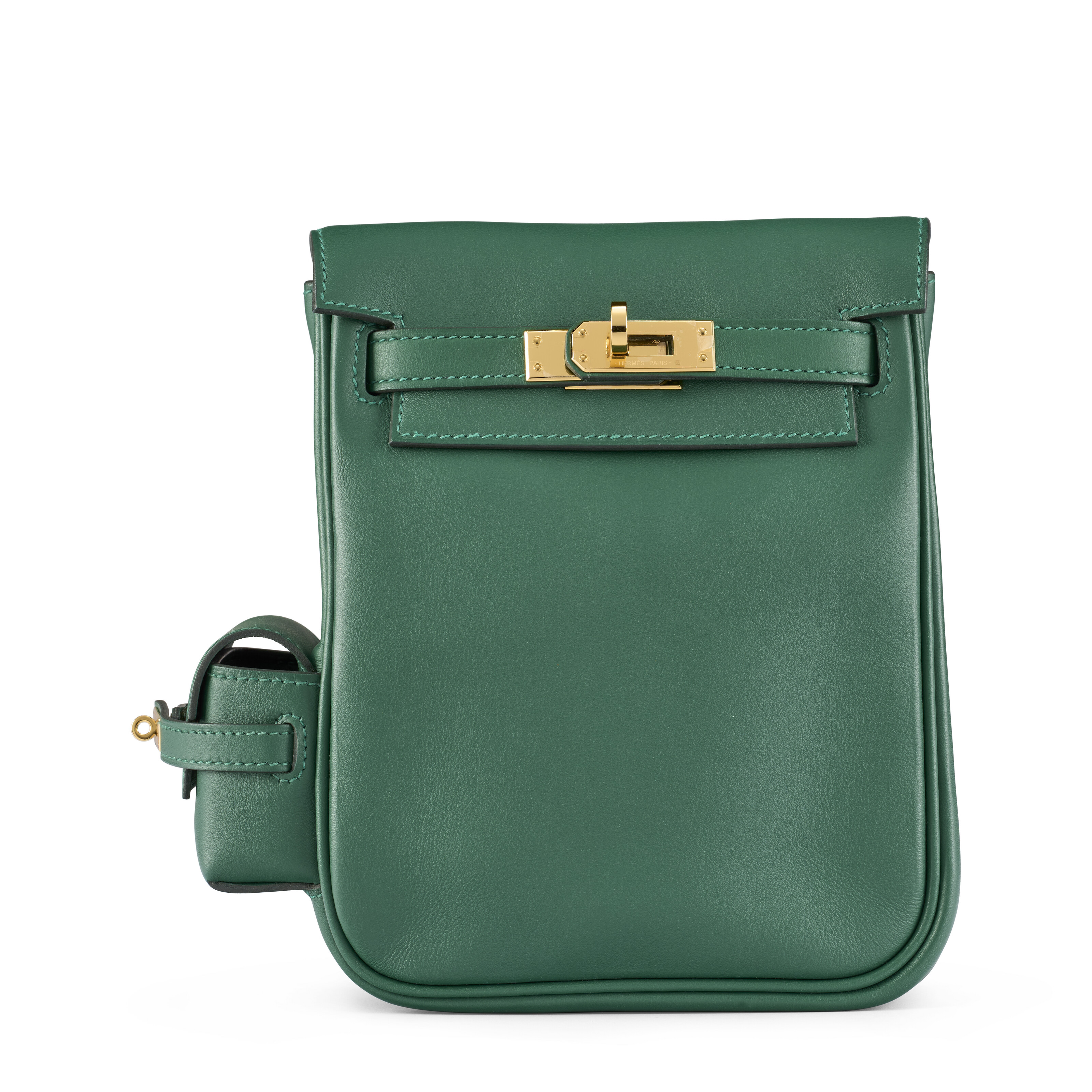 【HERMÈS】アトマイザー ジュエル ロックカデナ型希少デザイン／未使用に近い A VERT MOYEN SWIFT LEATHER MINI KELLY ADO JUMP WITH GOLD HARDWARE