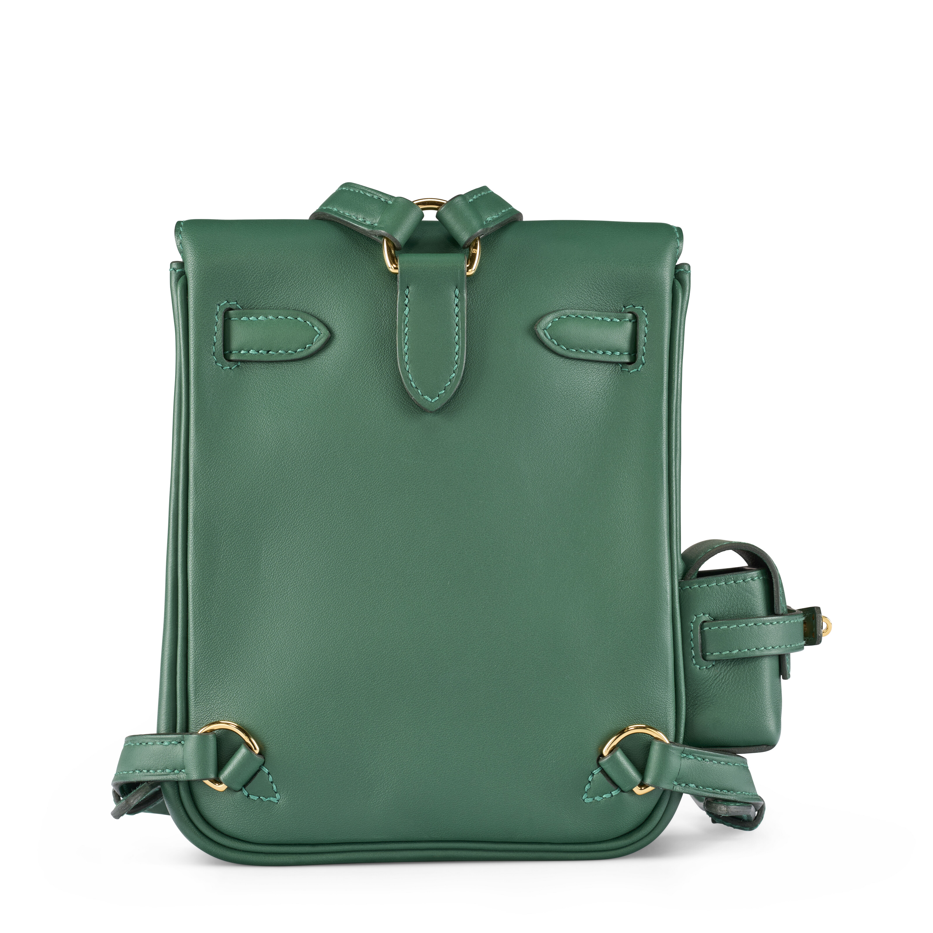 A VERT MOYEN SWIFT LEATHER MINI KELLY ADO JUMP WITH GOLD HARDWARE